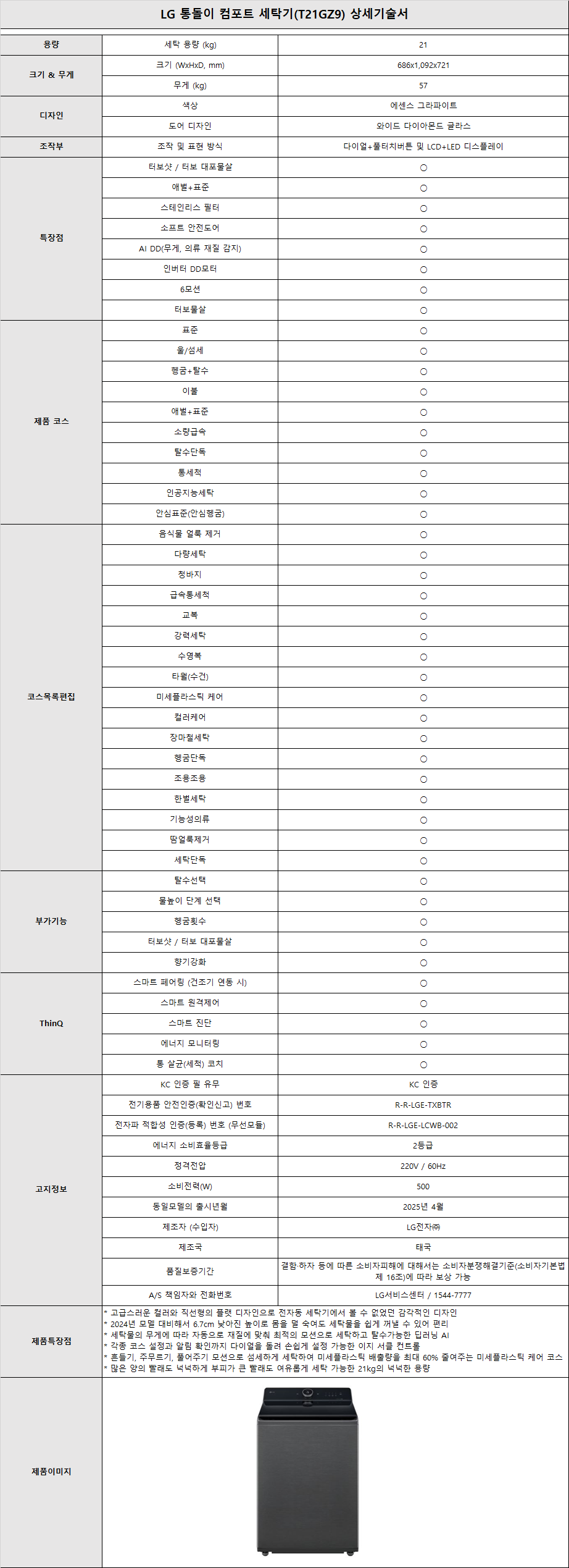 소노아임레디 스마트케어(4더블)_ LG 통돌이 컴포트 세탁기(21kg)
