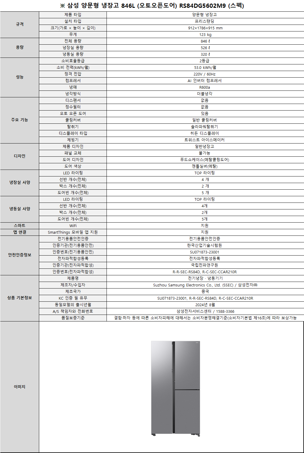 소노아임레디 스마트케어5 더블_삼성 양문형냉장고(846L)