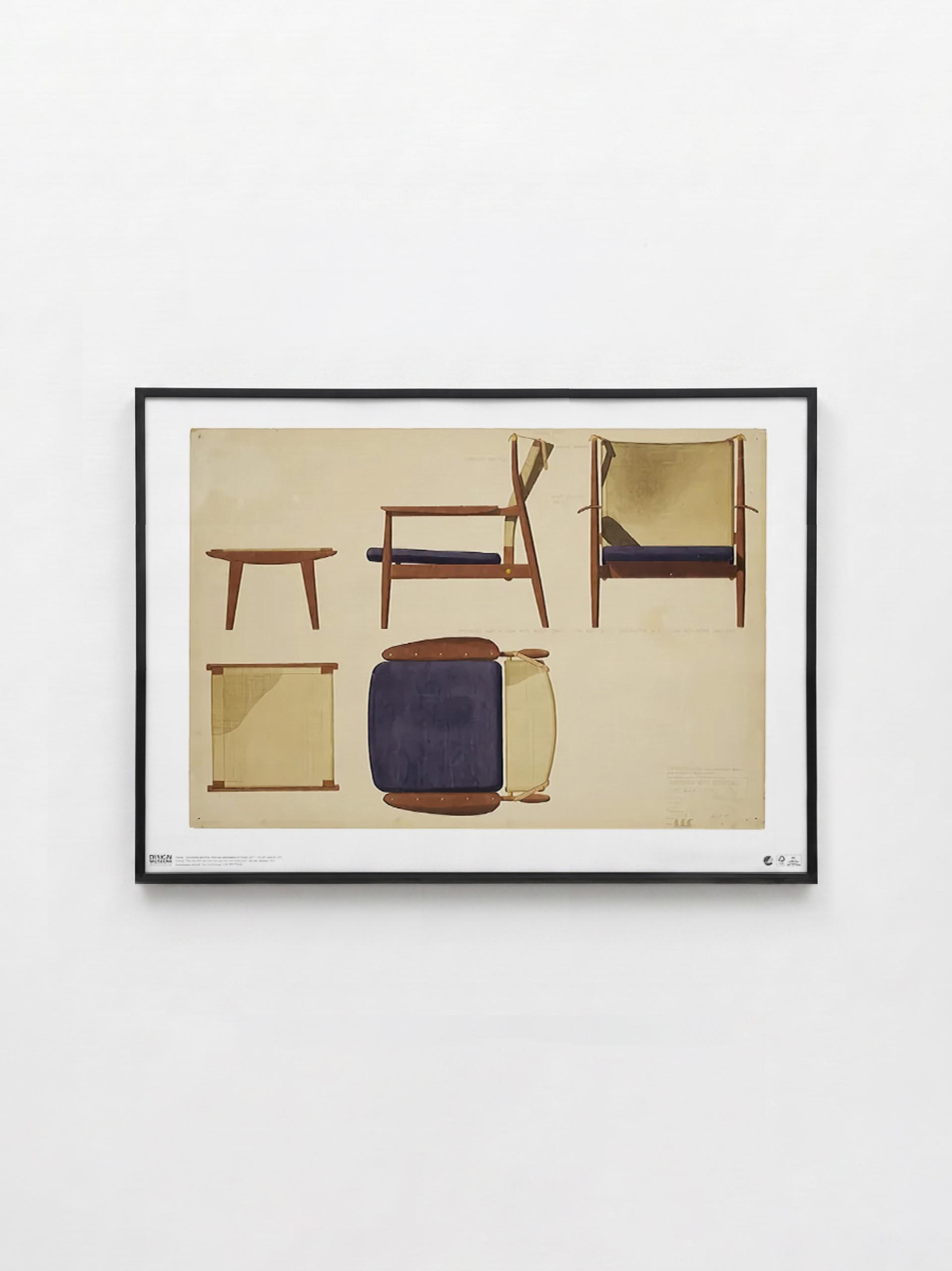 핀 율 Finn Juhl - Armchair with adjustable braided back (액자포함)