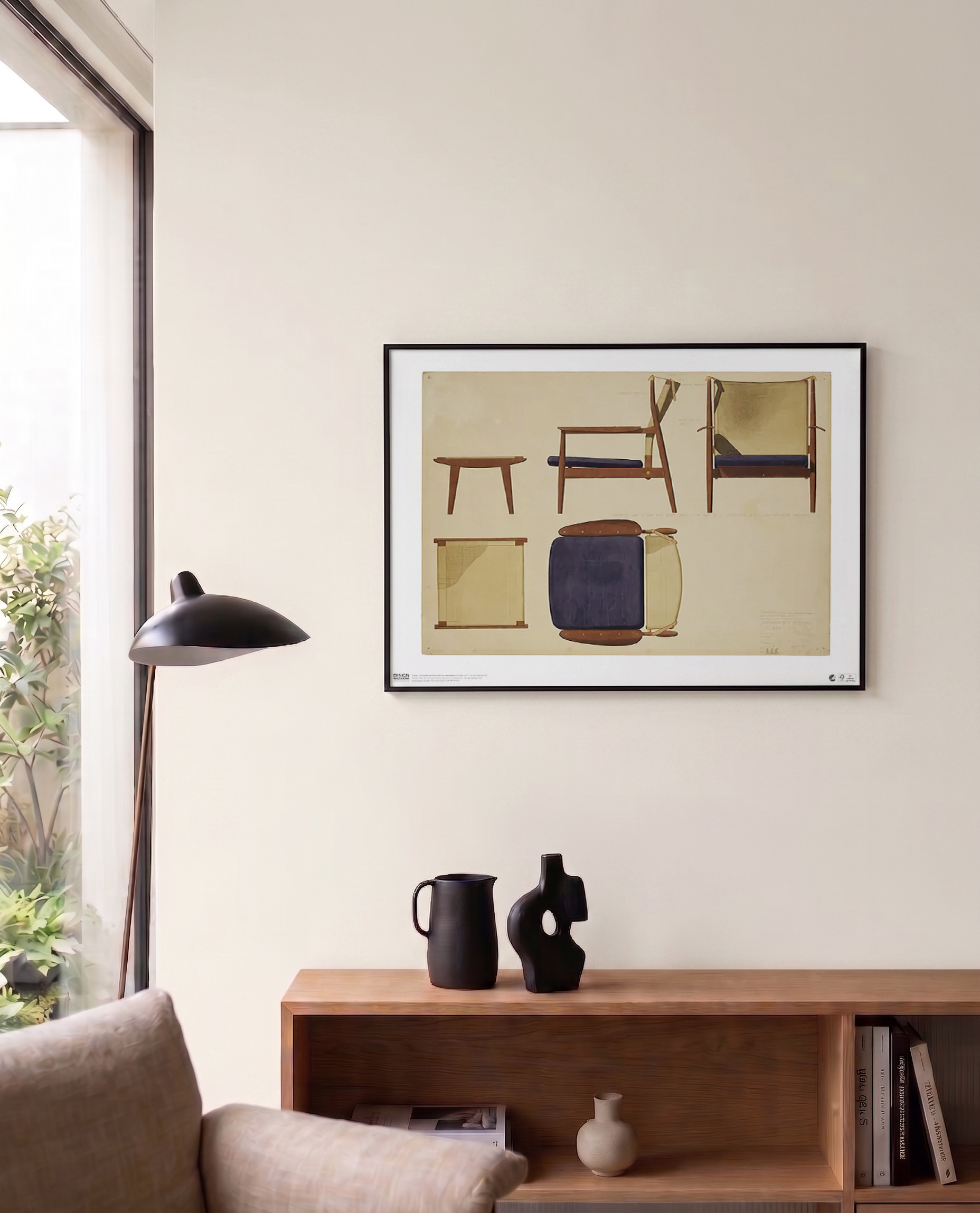 핀 율 Finn Juhl - Armchair with adjustable braided back (액자포함)