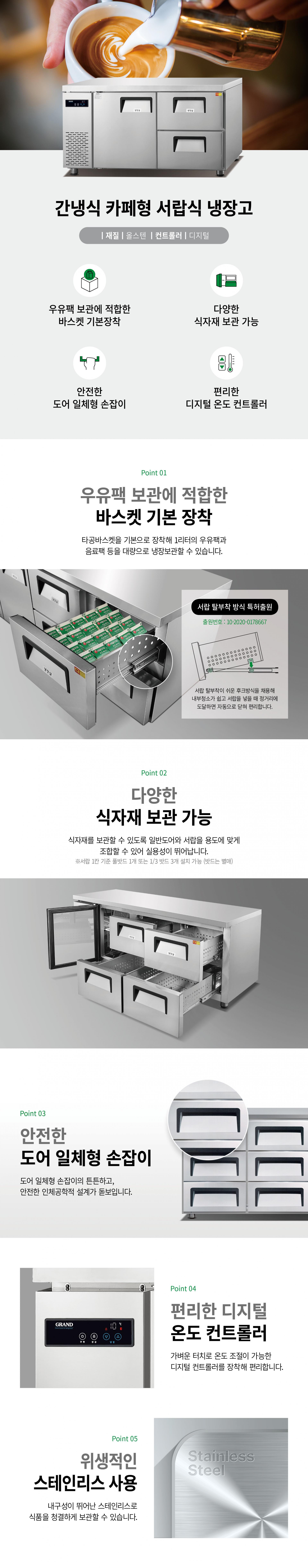 우성 카페형 서랍식 냉장고 5자 좌도어 우서랍 2칸 GWFM-150DT-2R