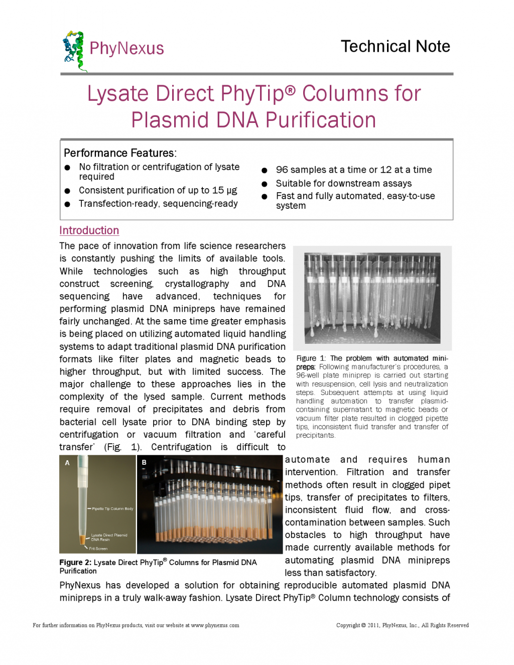 Lysate Direct PhyTip Columns For Plasmid DNA Purification : PhyNexus ...