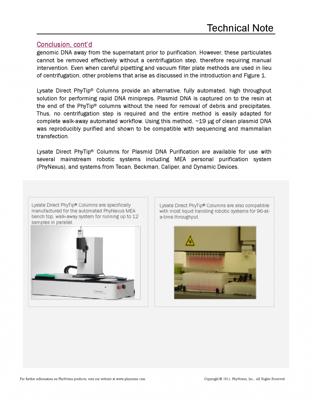 Lysate Direct PhyTip Columns For Plasmid DNA Purification : PhyNexus ...