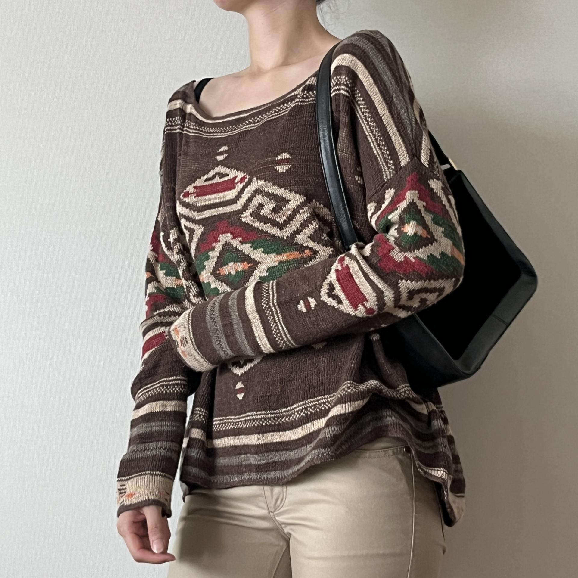[ WOMAN ] Denim & Supply Ralph Lauren Navajo Aztec Pattern Crewneck Knit