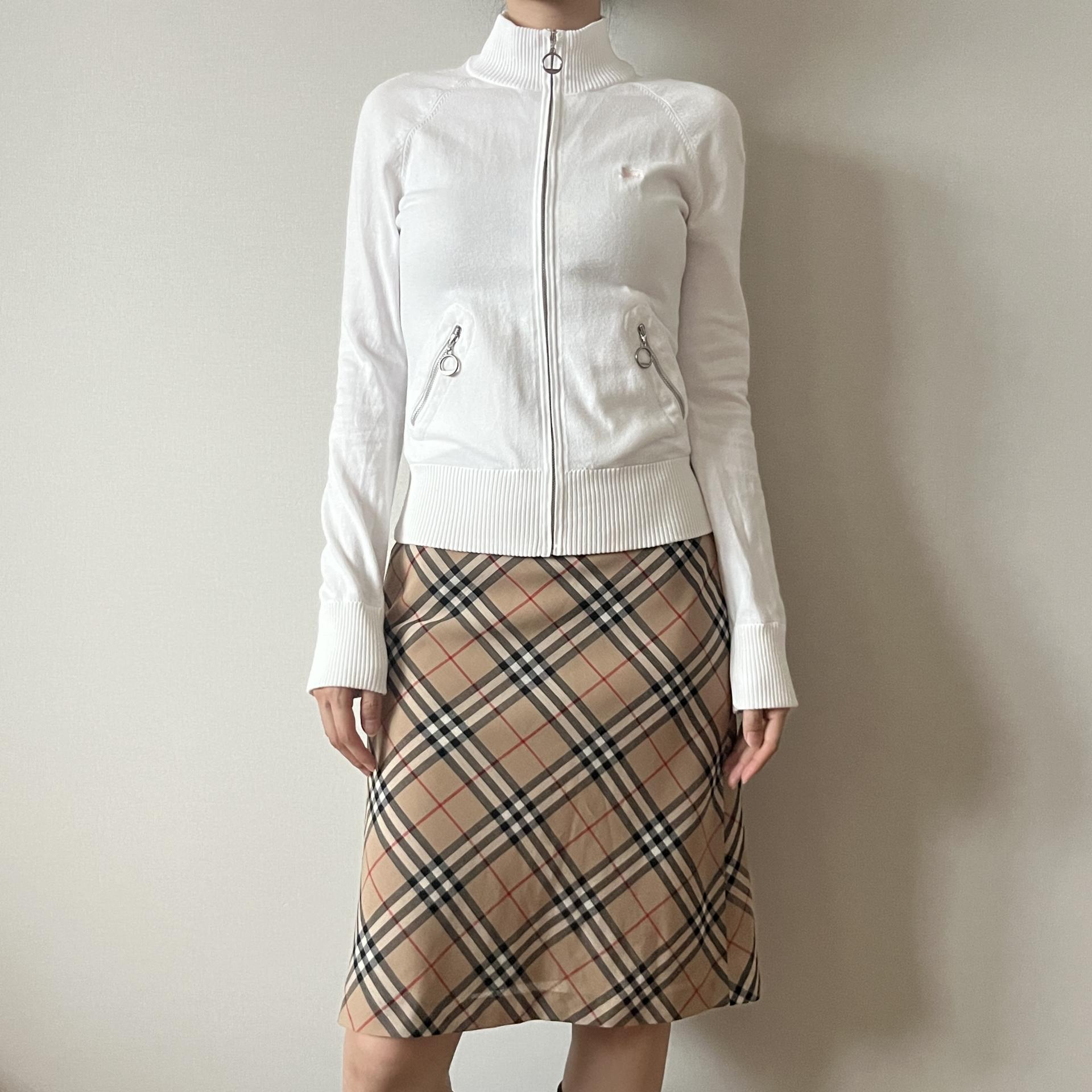 [ WOMAN ] Burberry Blue Label High-Neck Zip-Up Knit Cardigan
