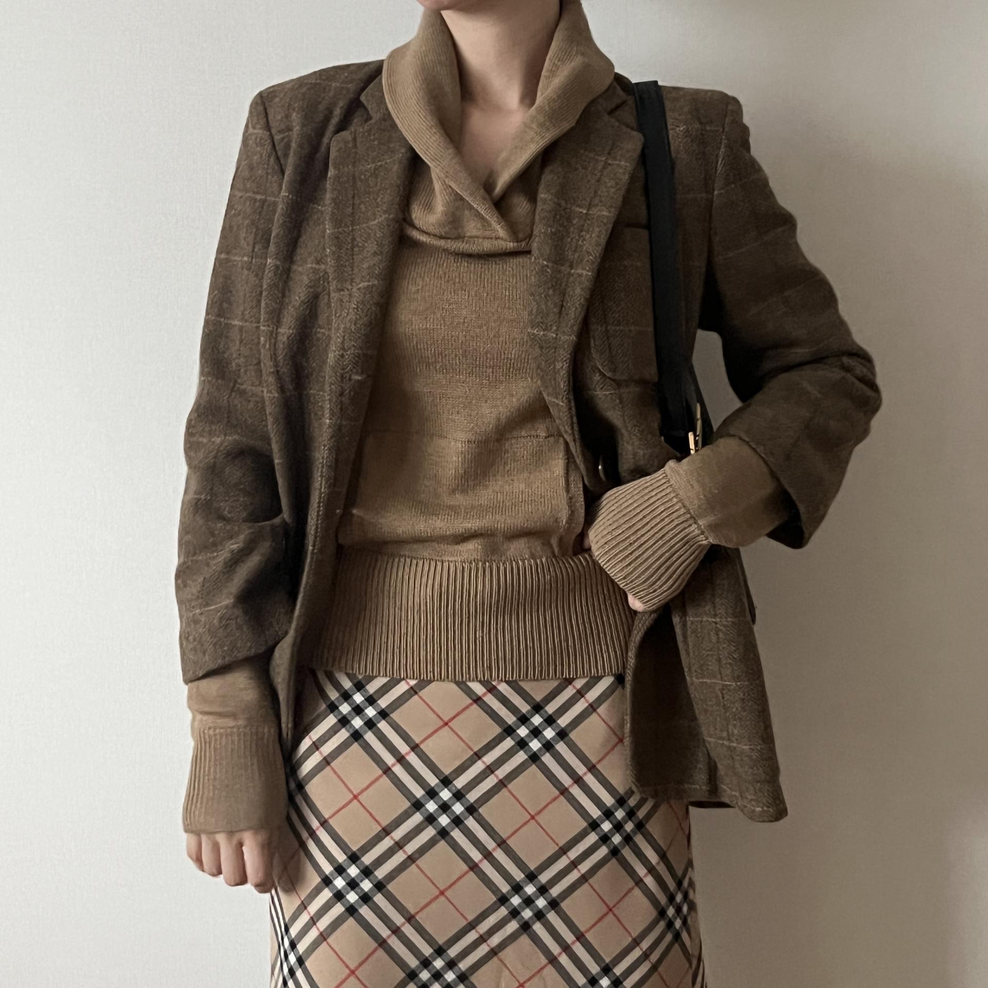 [ WOMAN ] DKNY Classic Check Wool 9부 Jacket