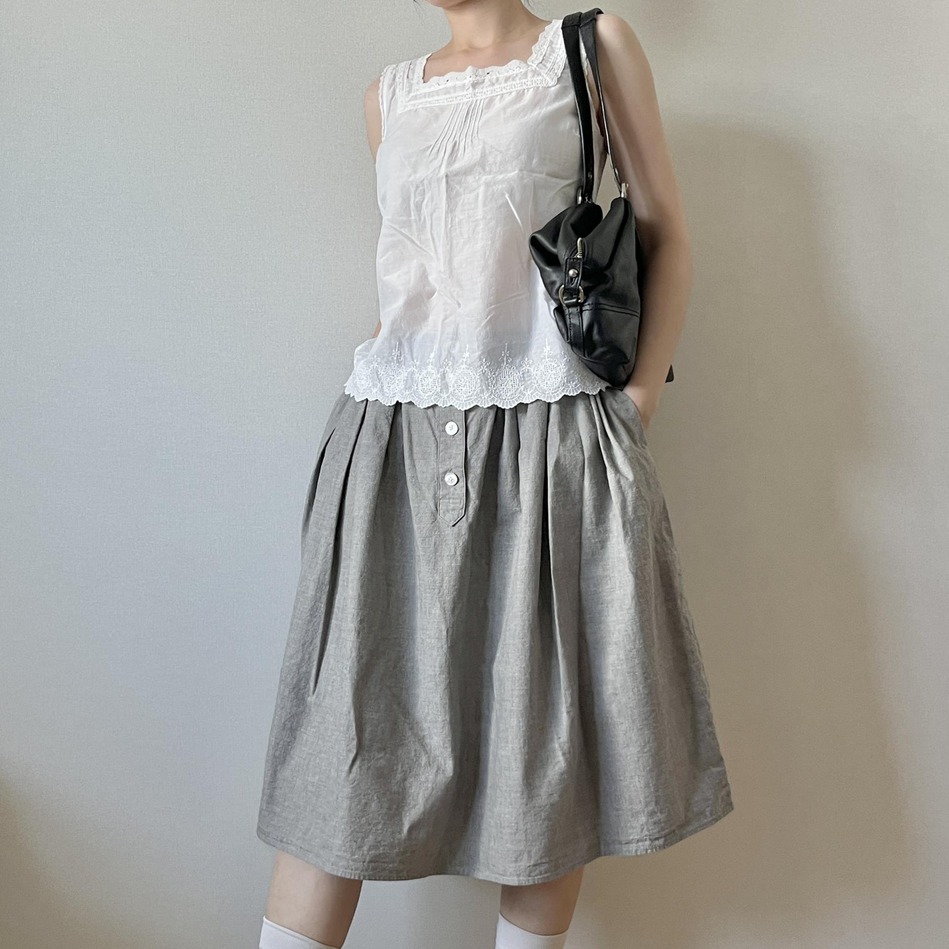 [ WOMAN ] MARGARET HOWELL Button-Down Skirt ( Made in JAPAN)