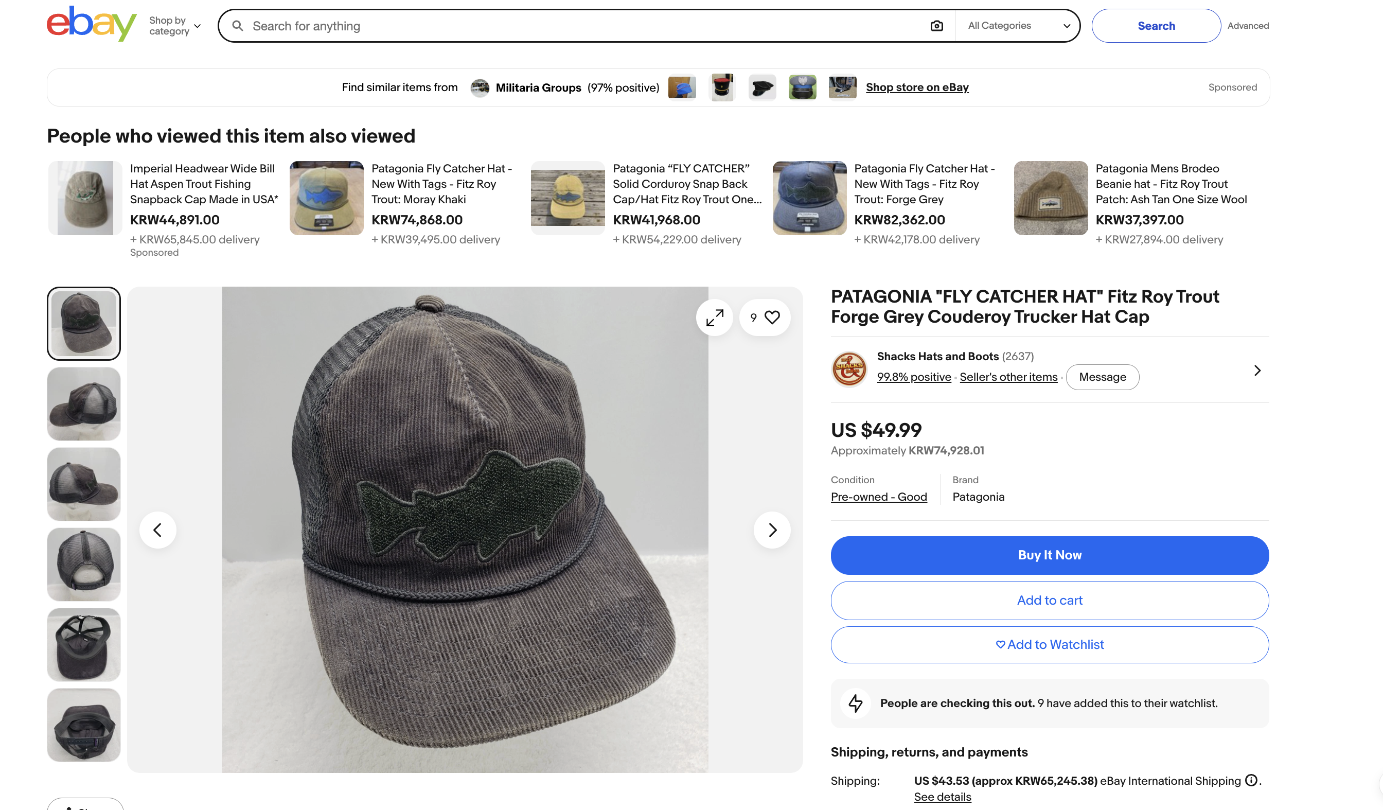 [ ACC ] Patagonia Fly Catcher Corduroy Mesh Trucker Hat