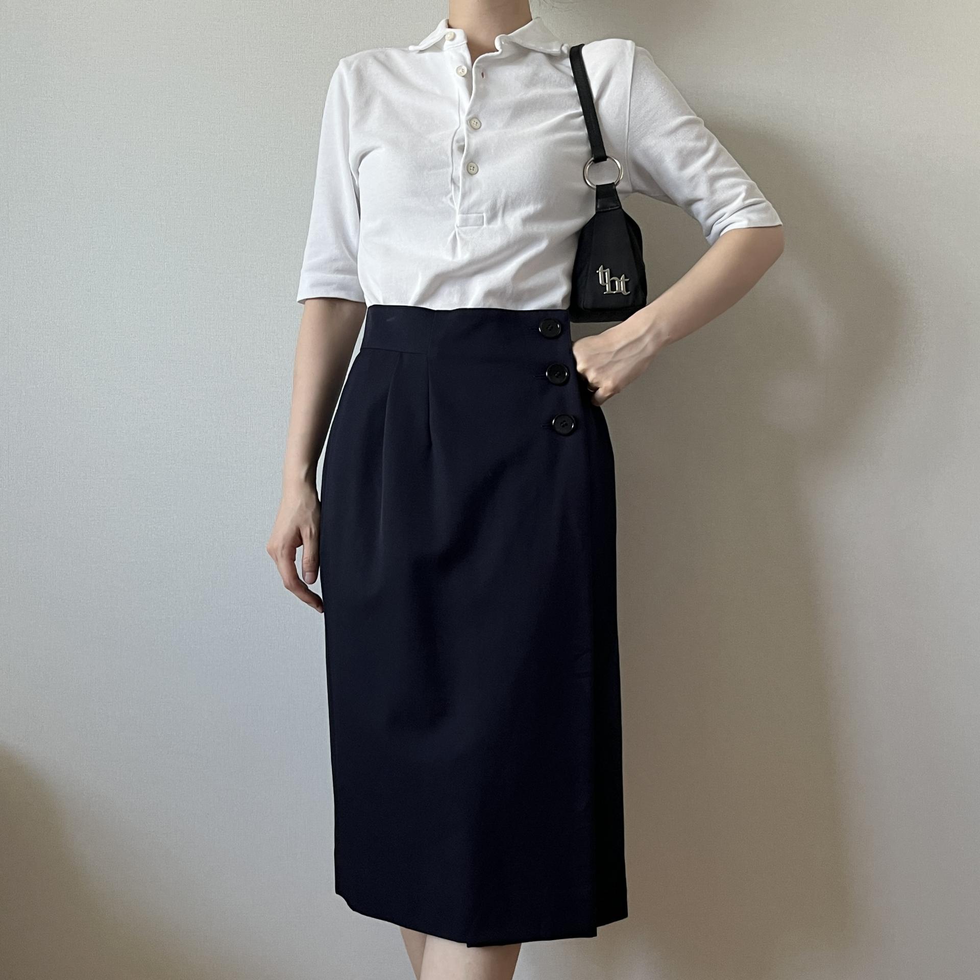 [ WOMAN ] CHRISTIAN DIOR Side Button Skirt