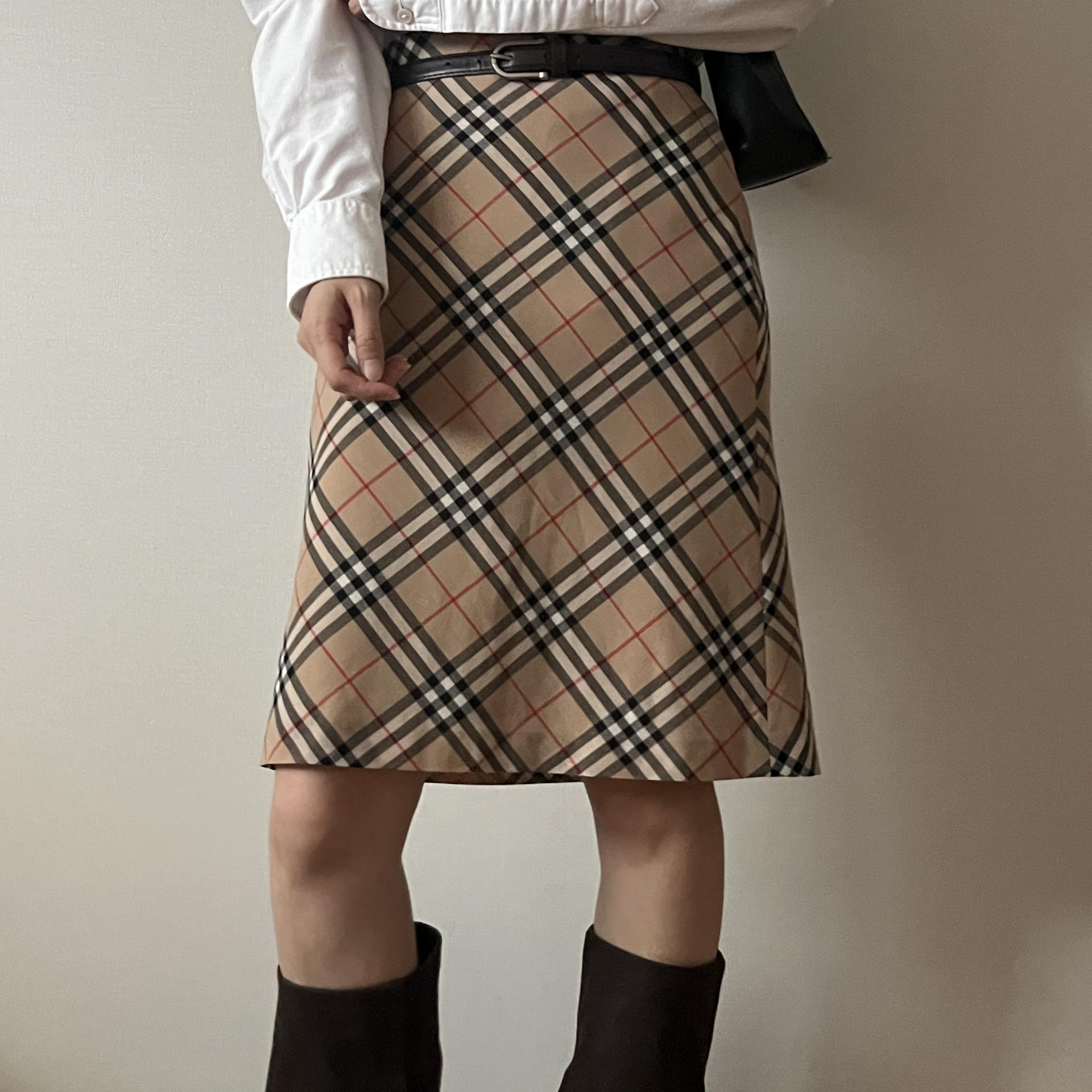 Burberry Blue Label Nova Check A-Line Skirt