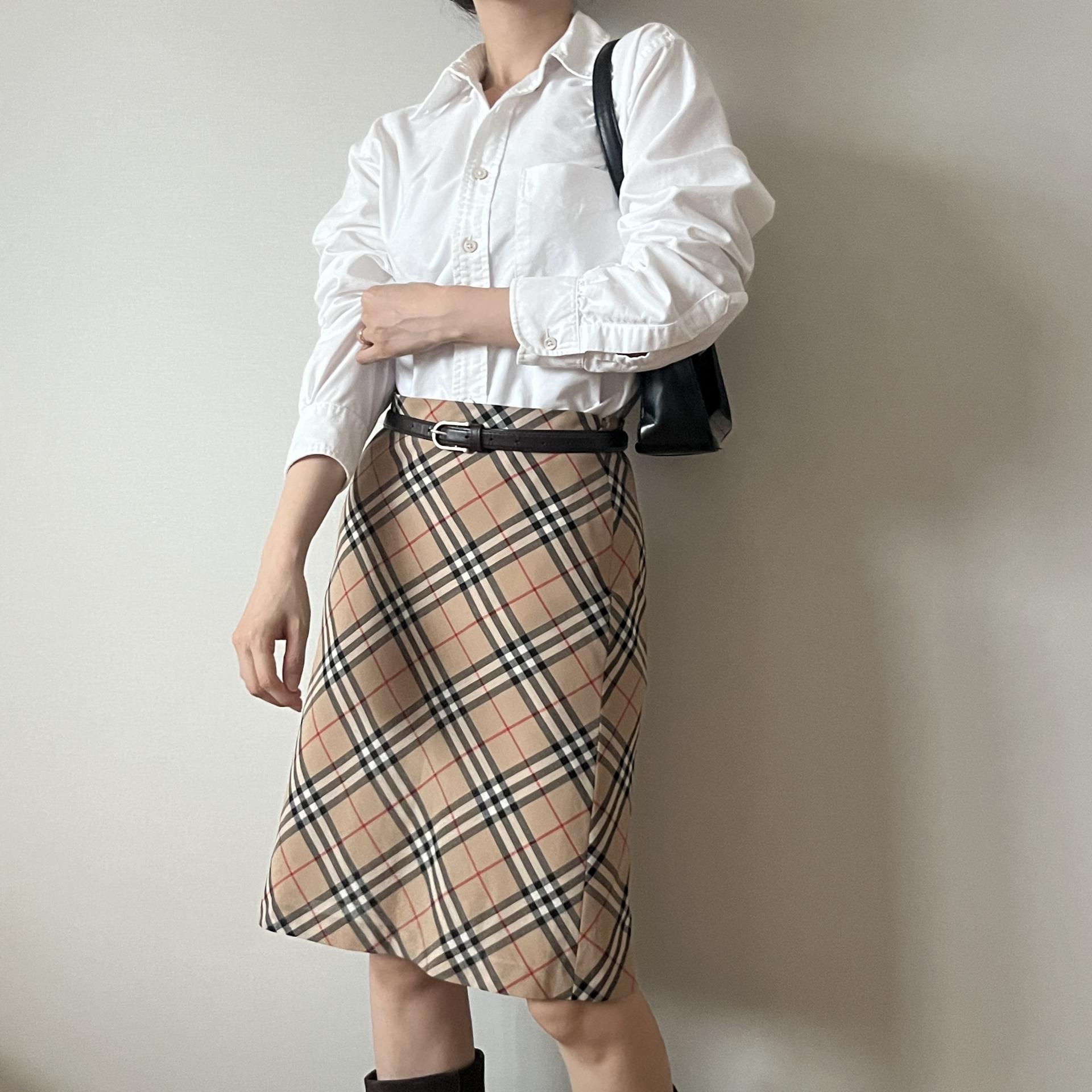 Burberry Blue Label Nova Check A-Line Skirt