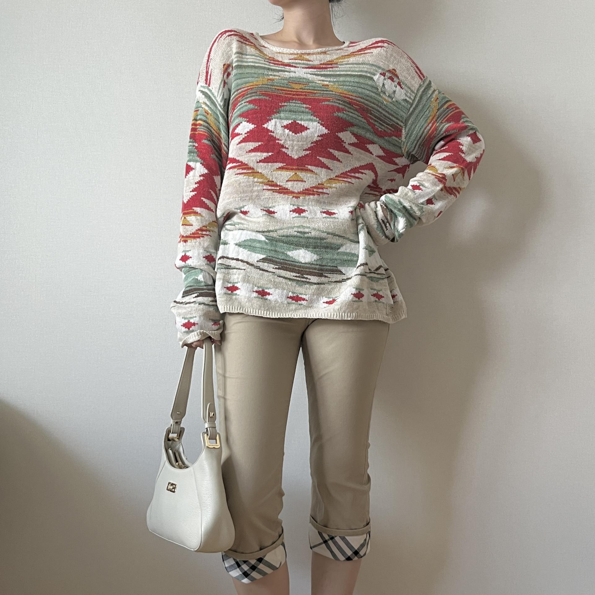[ WOMAN ] Denim & Supply Ralph Lauren Indian Blanket Pattern Crewneck Knit