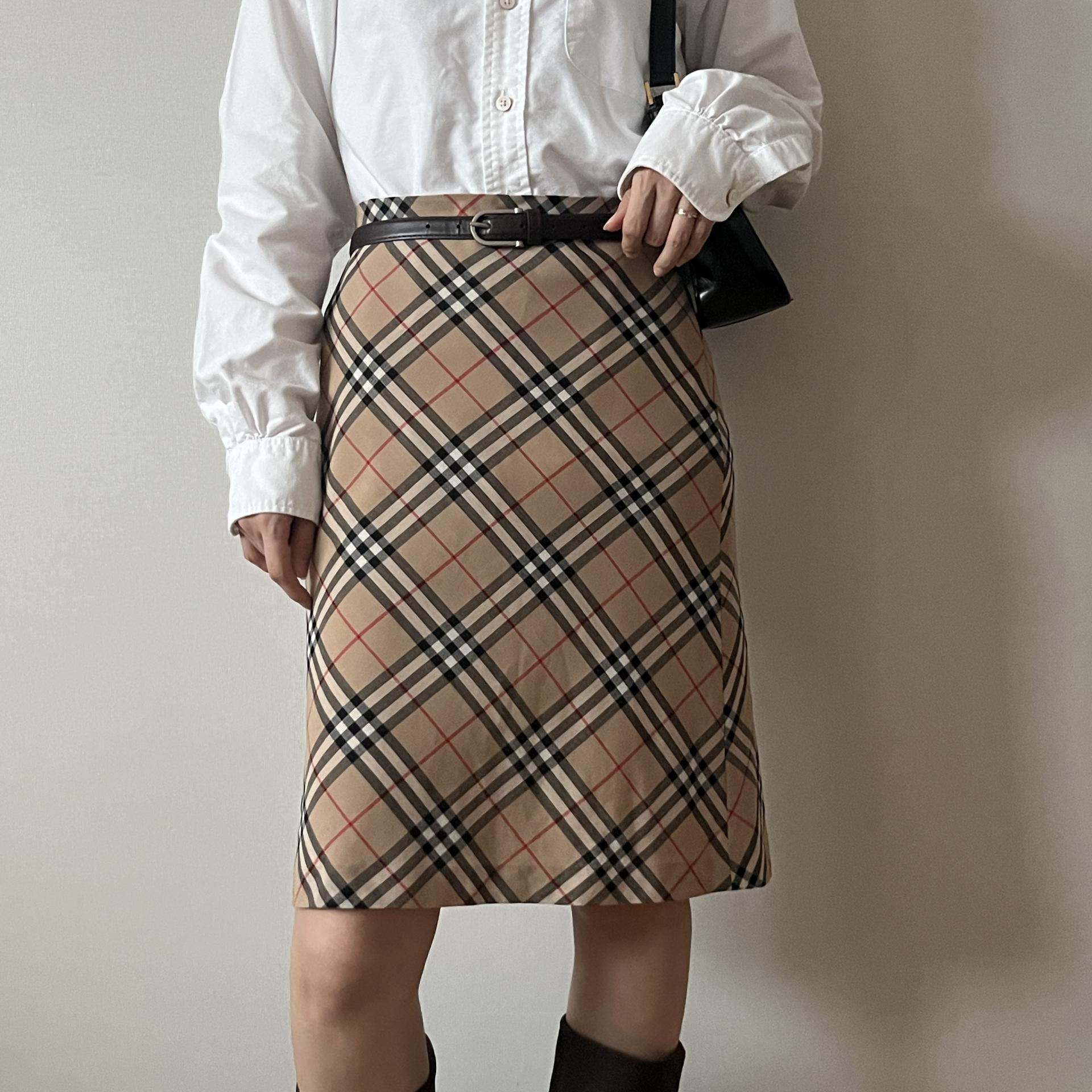 Burberry Blue Label Nova Check A-Line Skirt