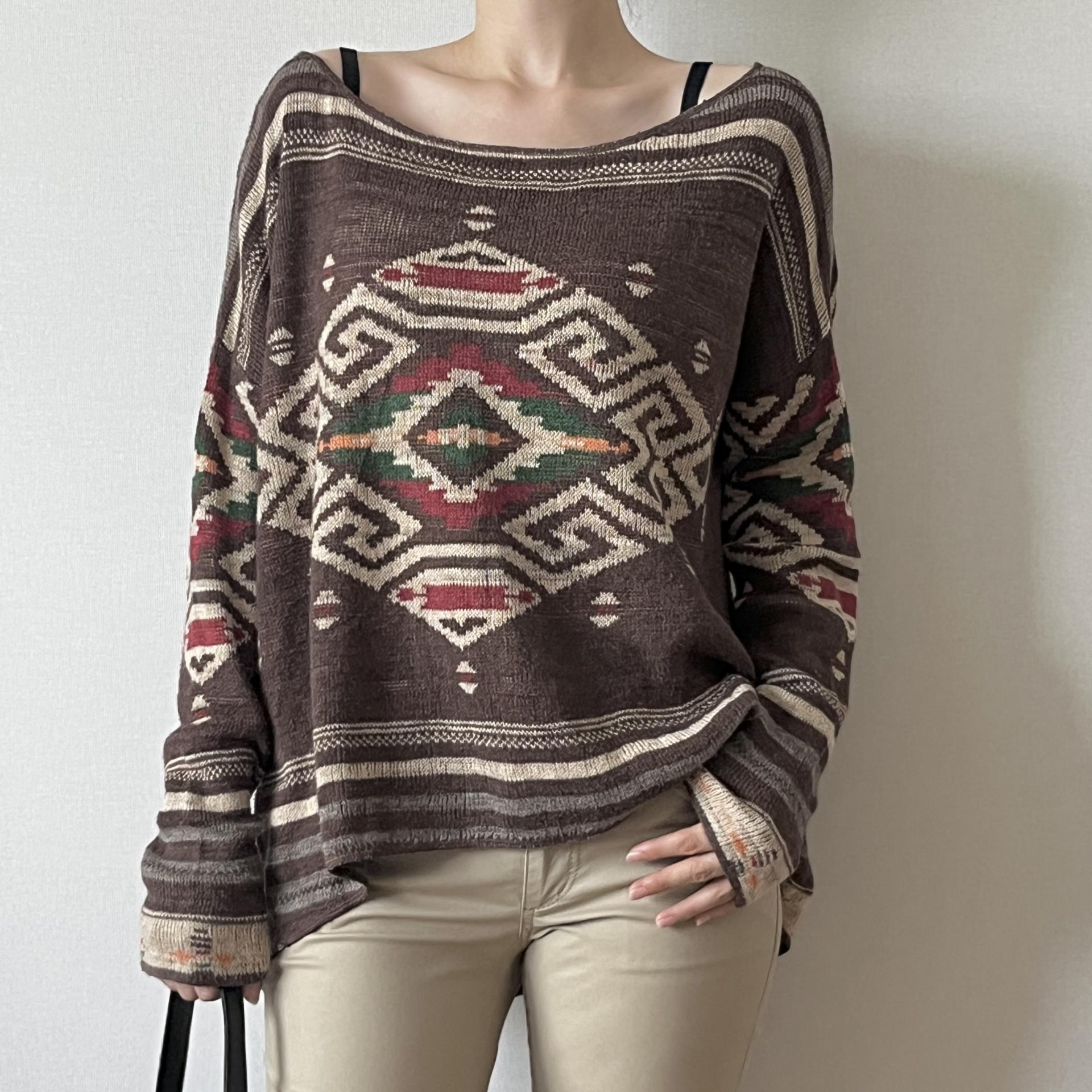 [ WOMAN ] Denim & Supply Ralph Lauren Navajo Aztec Pattern Crewneck Knit