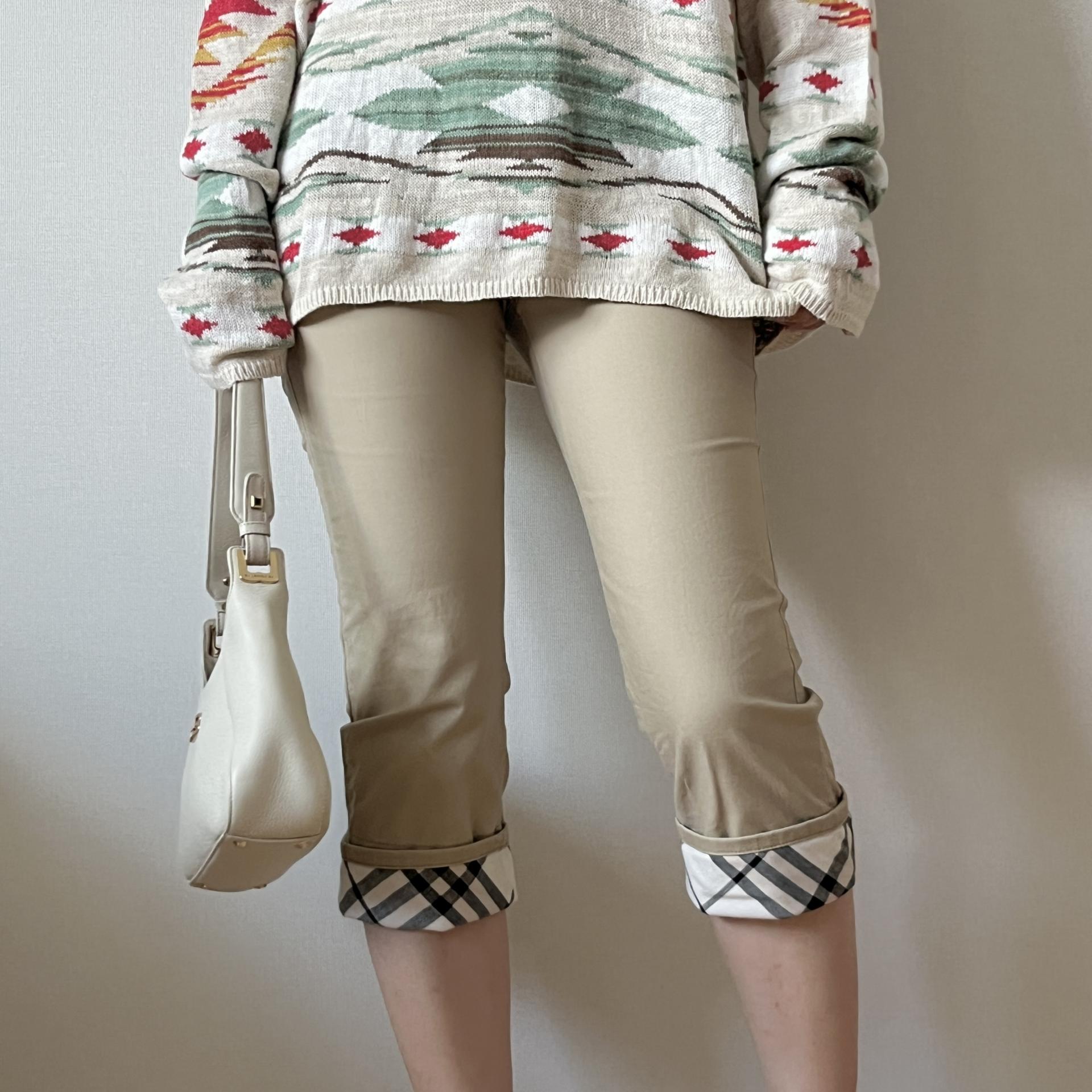 [ WOMAN ] BURBERRY Blue Label Nova Check Rolled-Up Capri Pants