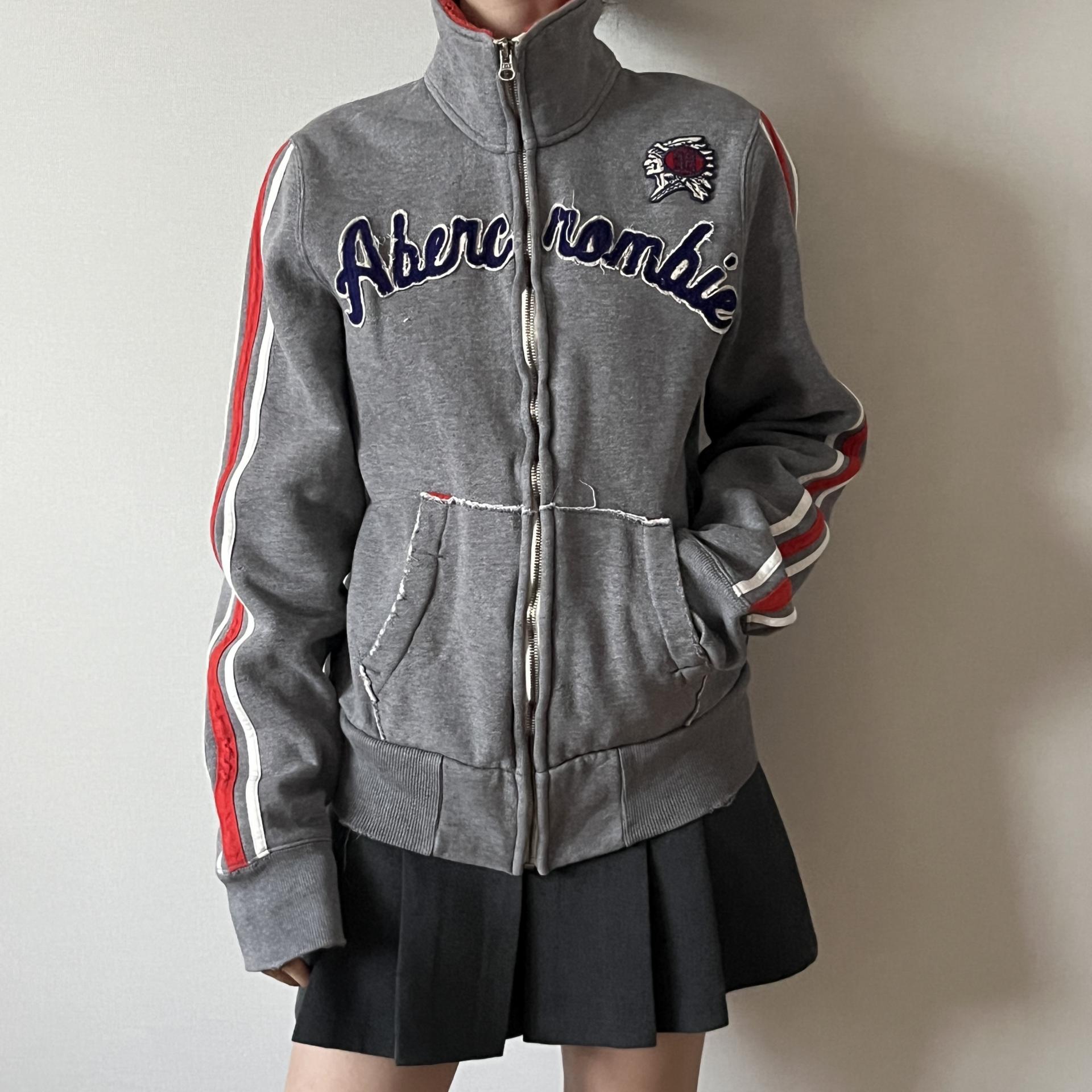Abercrombie & Fitch Embroidered High-Neck Track Zip-Up Sweatshirt