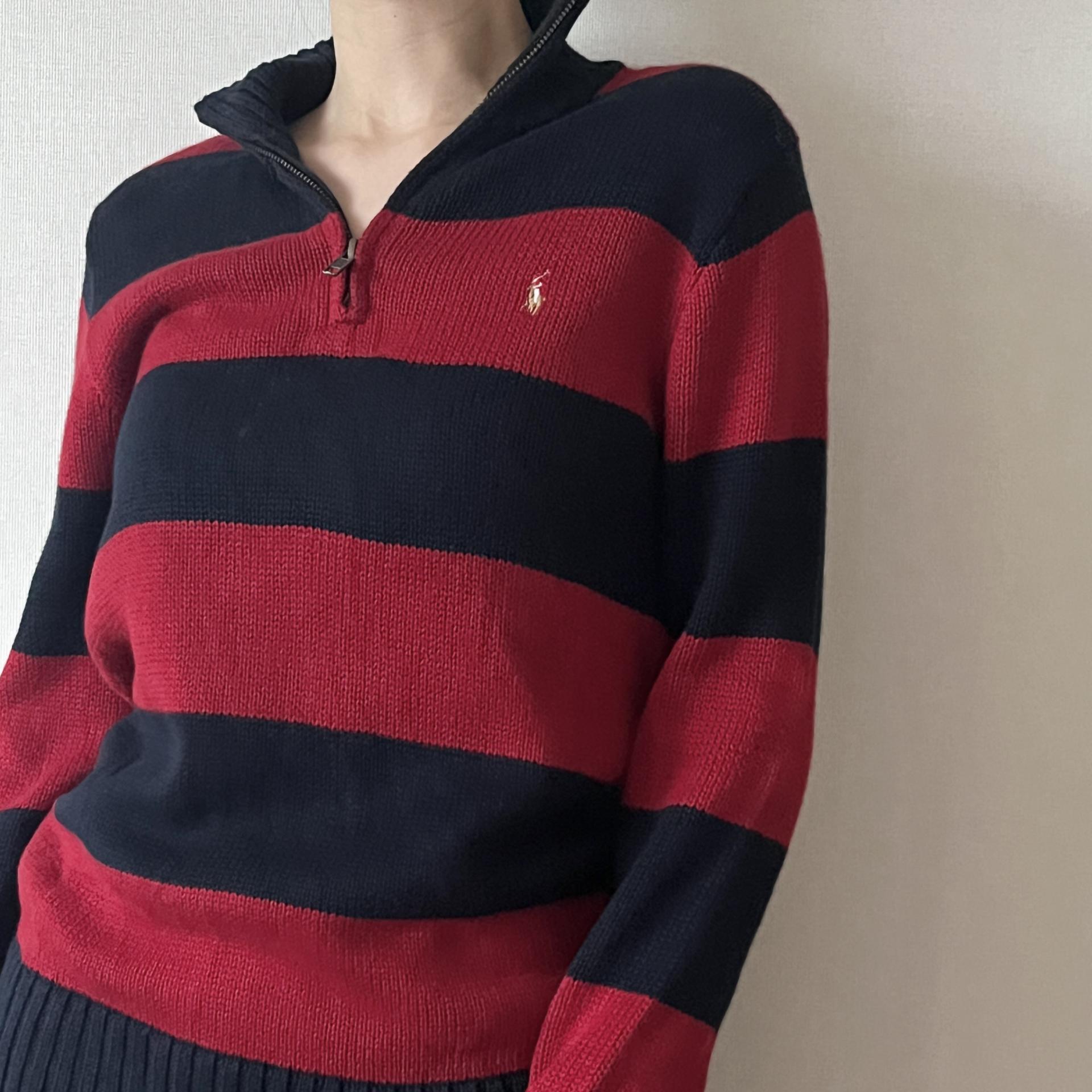 Polo Ralph Lauren Bold Stripe Half-Zip Knit Sweater