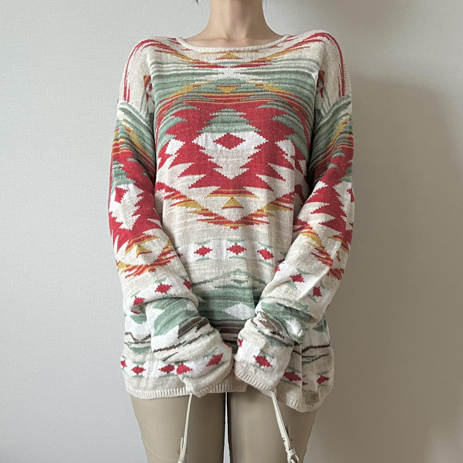 [ WOMAN ] Denim & Supply Ralph Lauren Indian Blanket Pattern Crewneck Knit