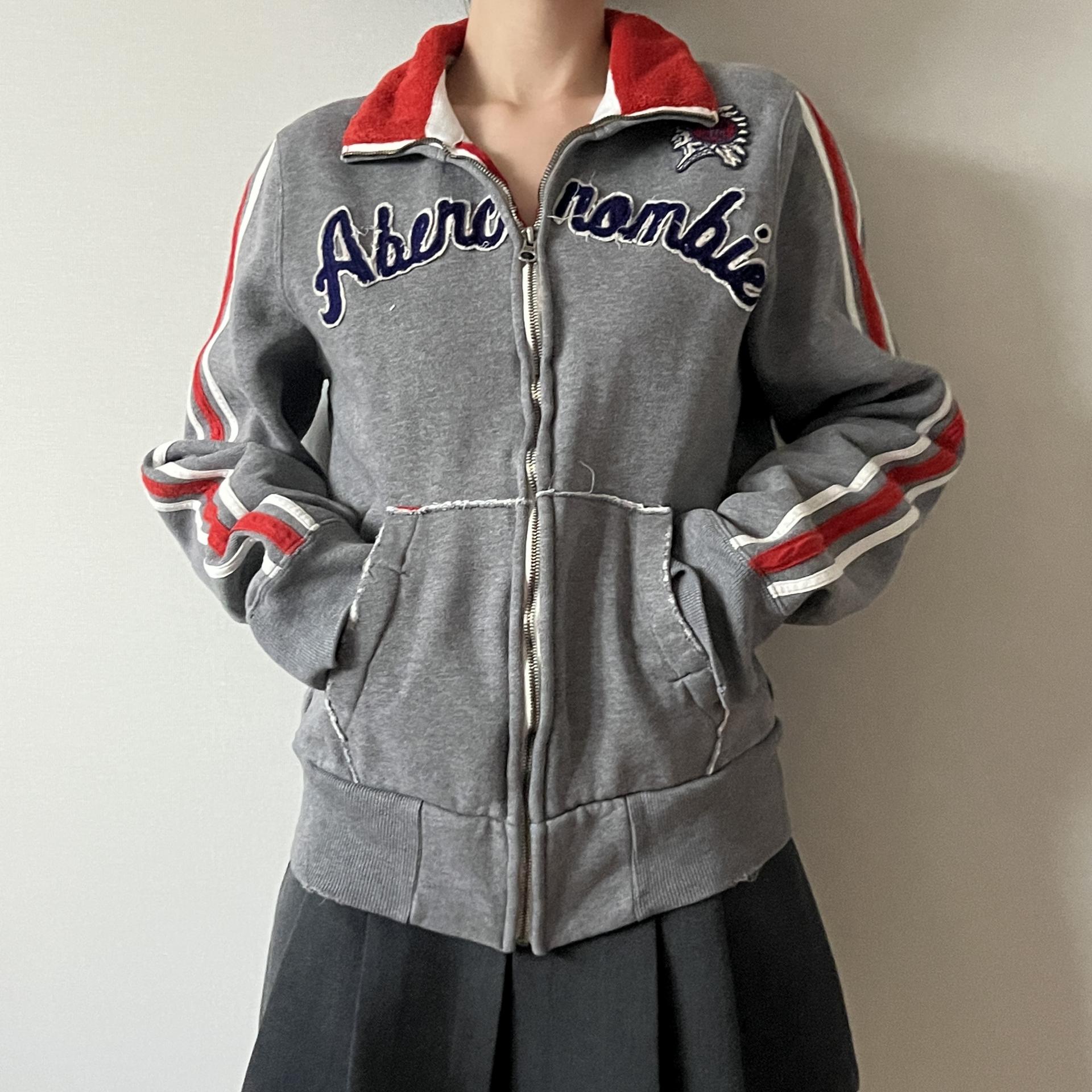 Abercrombie & Fitch Embroidered High-Neck Track Zip-Up Sweatshirt