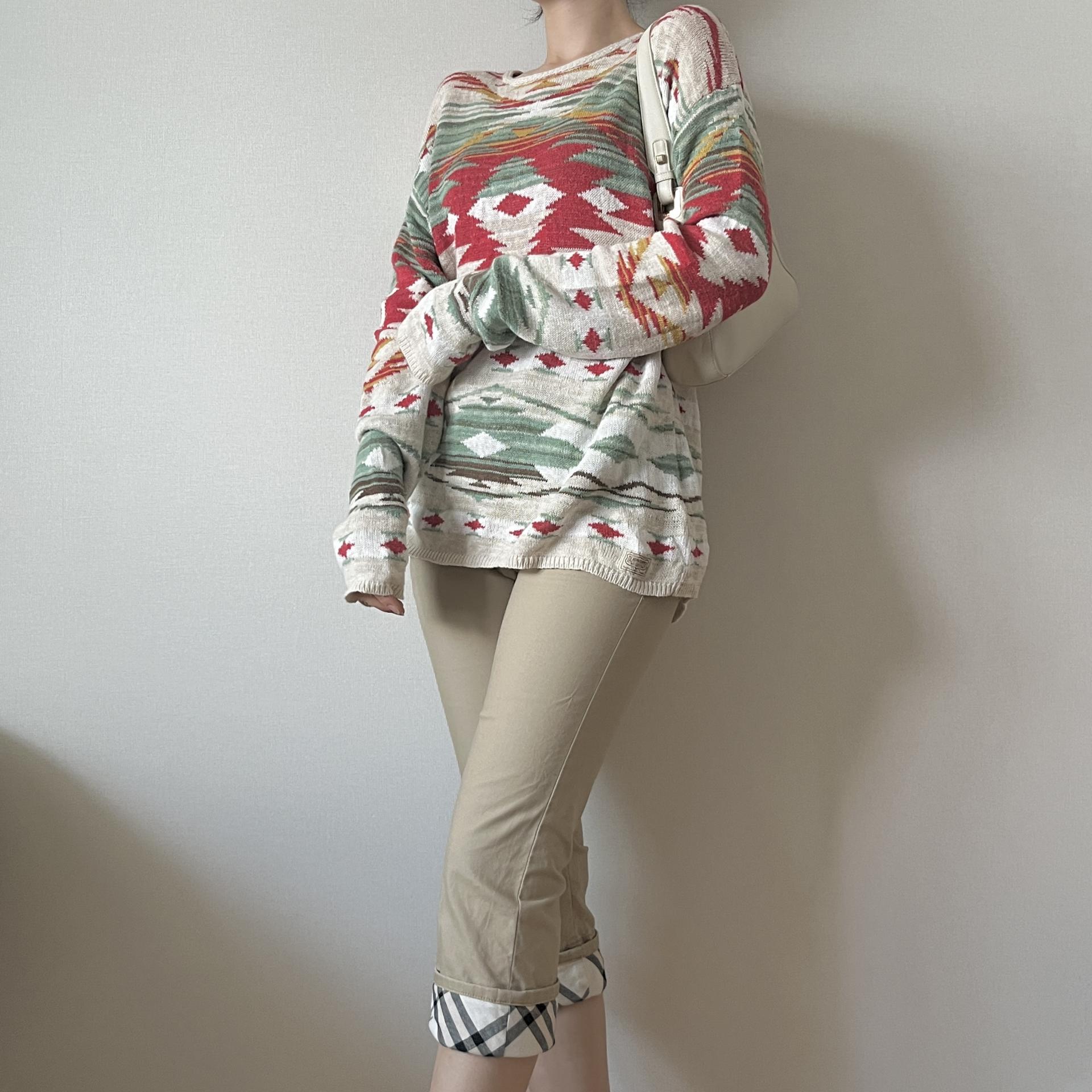 [ WOMAN ] Denim & Supply Ralph Lauren Indian Blanket Pattern Crewneck Knit