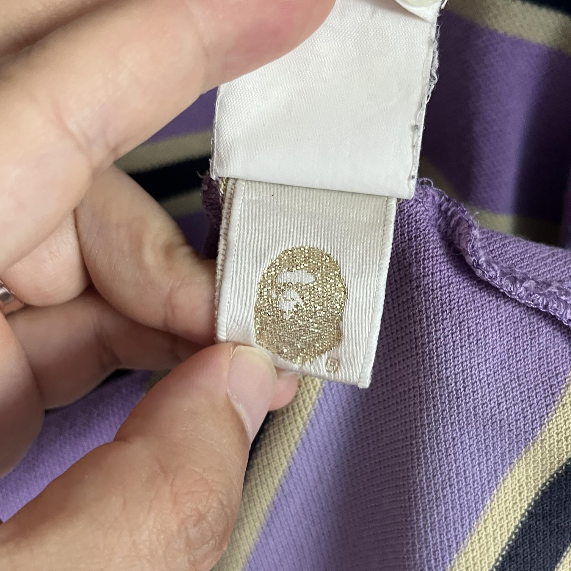[ UNISEX ] BAPE A Bathing Ape Stripe PK Shirt ( Made in JAPAN )