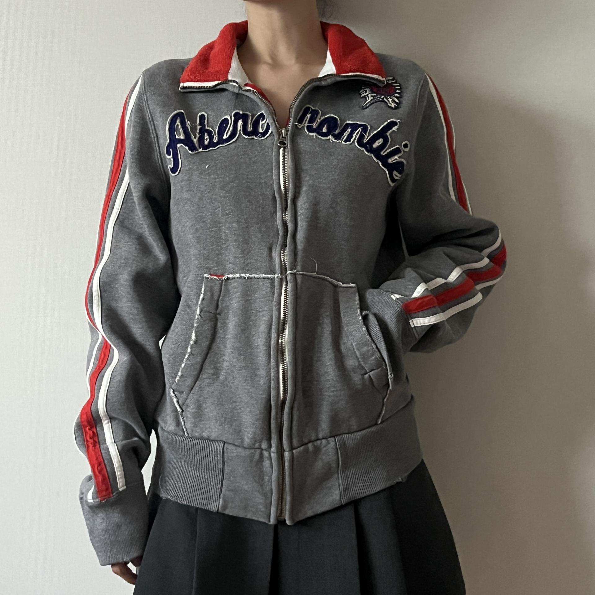 Abercrombie & Fitch Embroidered High-Neck Track Zip-Up Sweatshirt