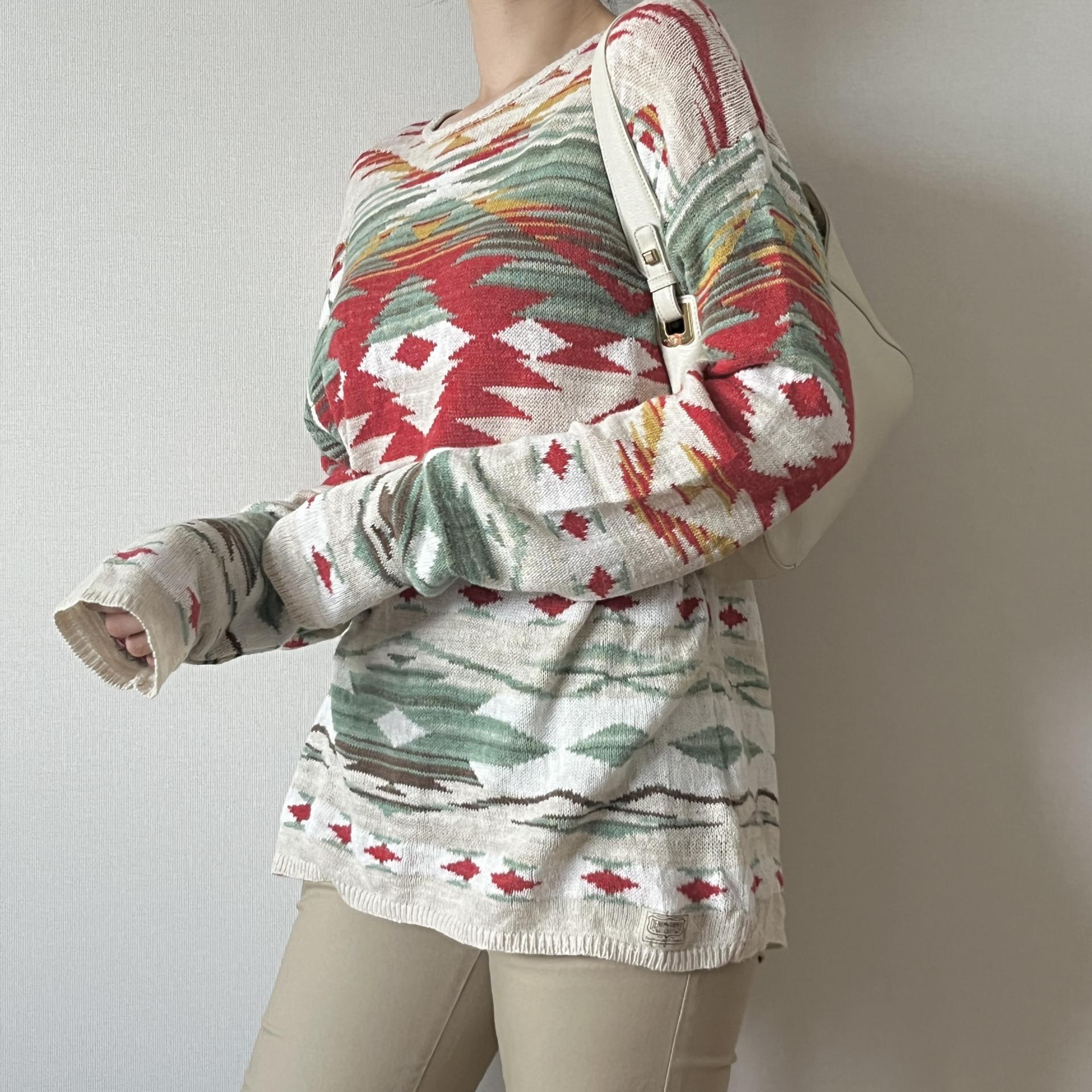 [ WOMAN ] Denim & Supply Ralph Lauren Indian Blanket Pattern Crewneck Knit
