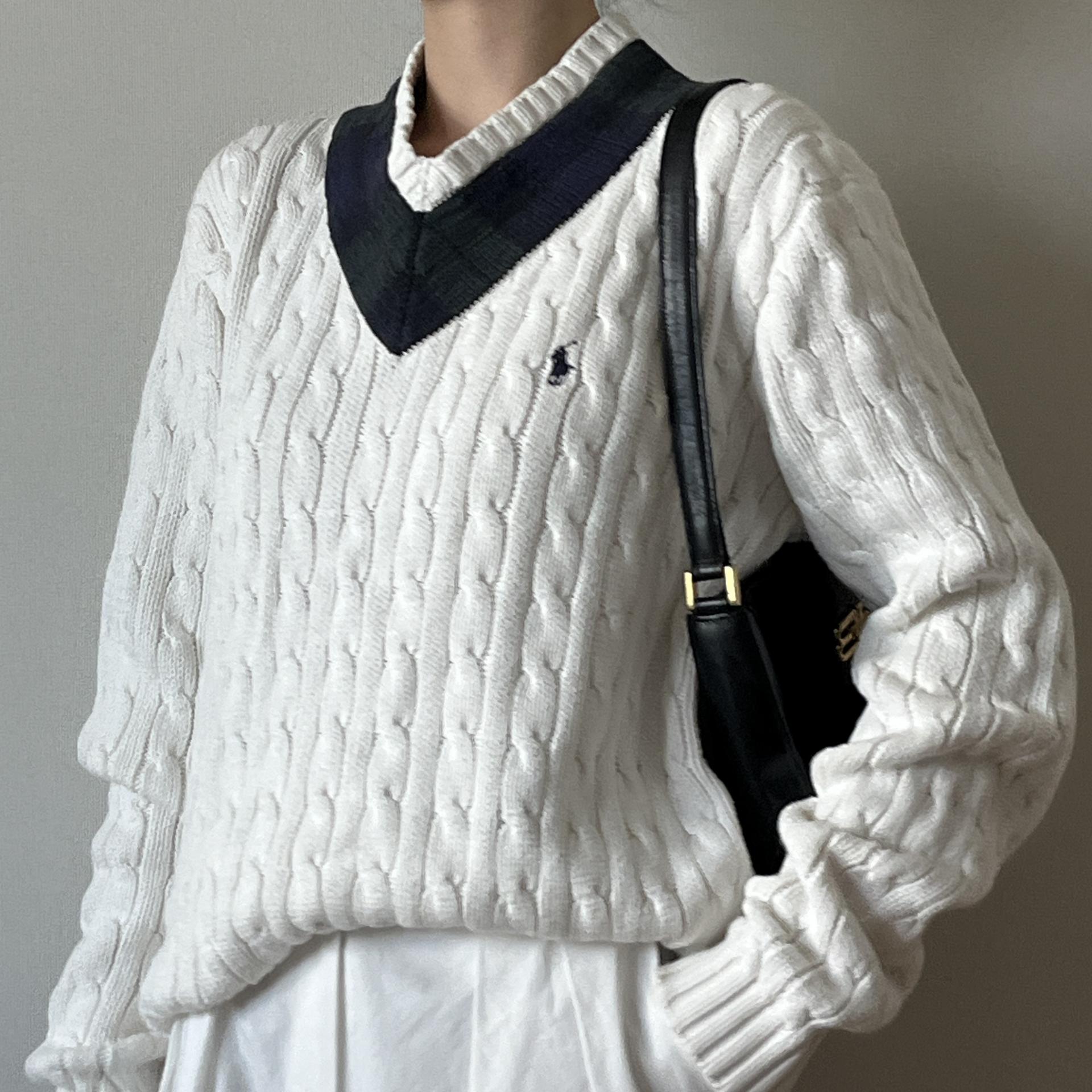 [ WOMAN ] Polo Ralph Lauren V-Neck Cable Knit