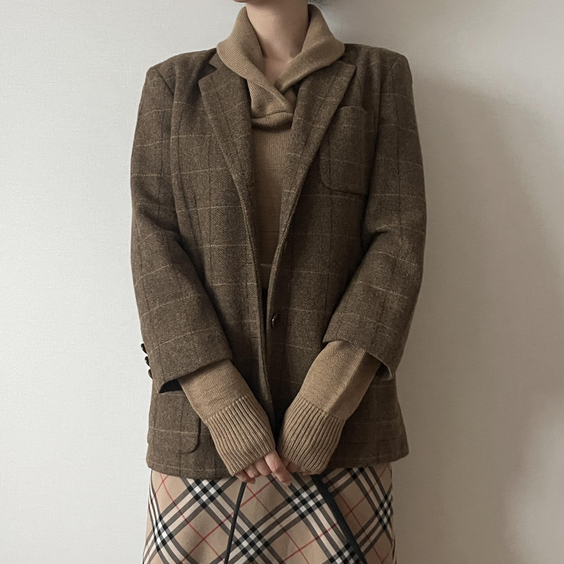 [ WOMAN ] DKNY Classic Check Wool 9부 Jacket