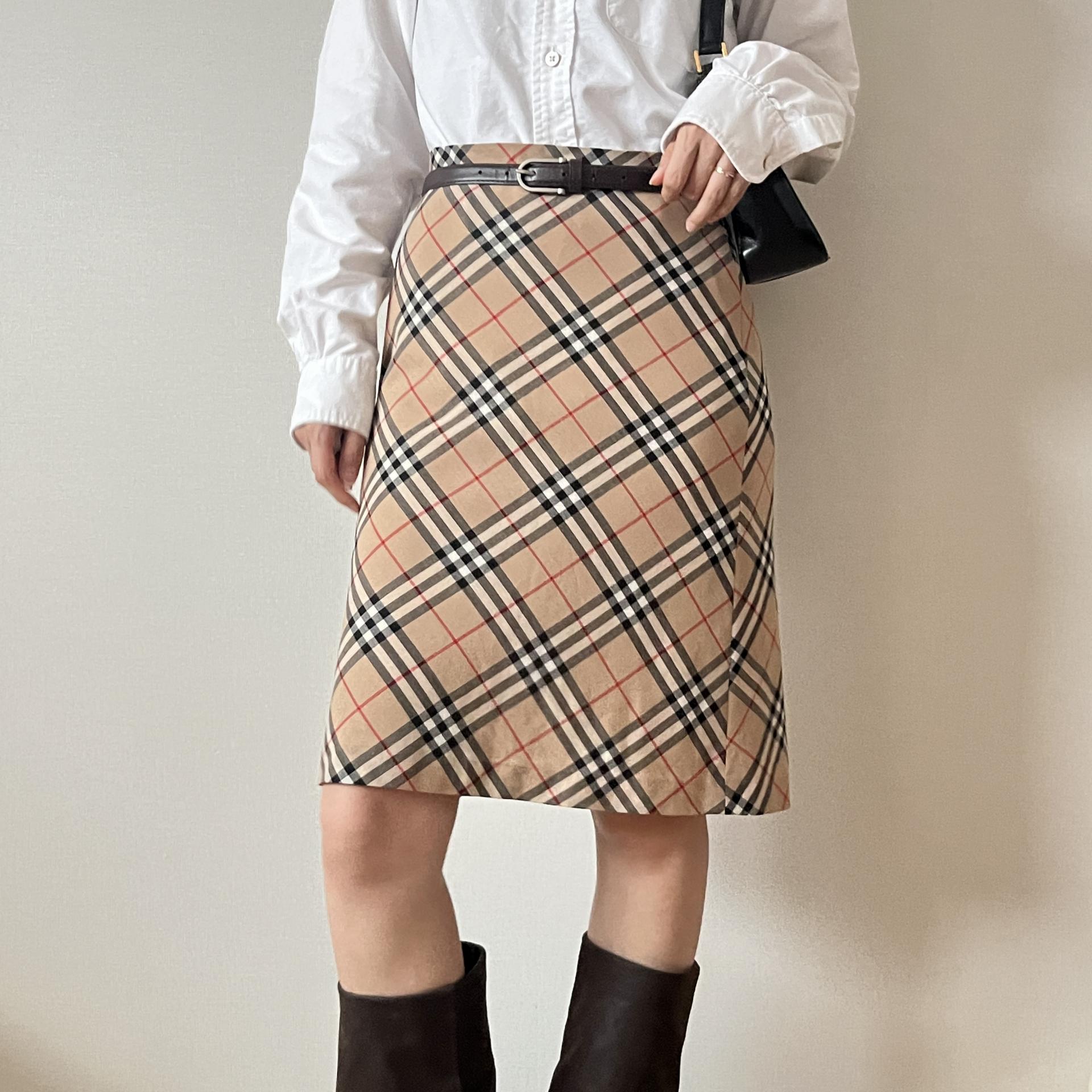 Burberry Blue Label Nova Check A-Line Skirt
