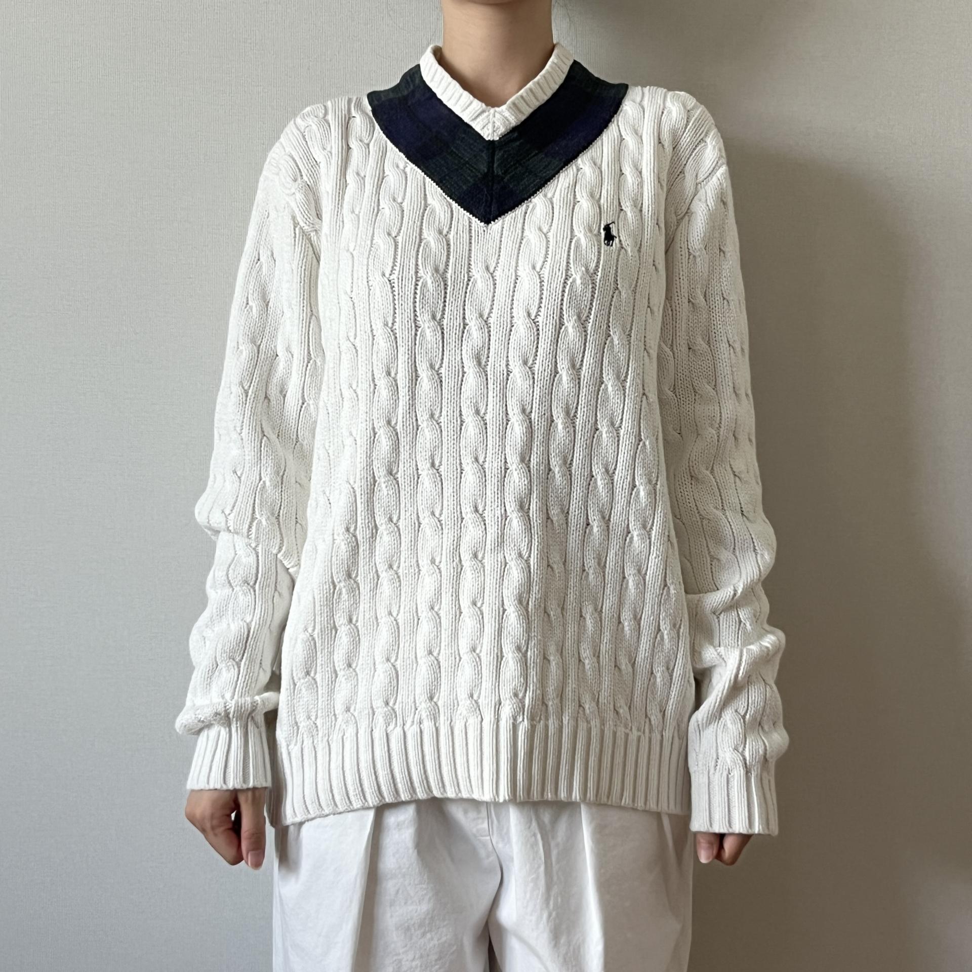[ WOMAN ] Polo Ralph Lauren V-Neck Cable Knit