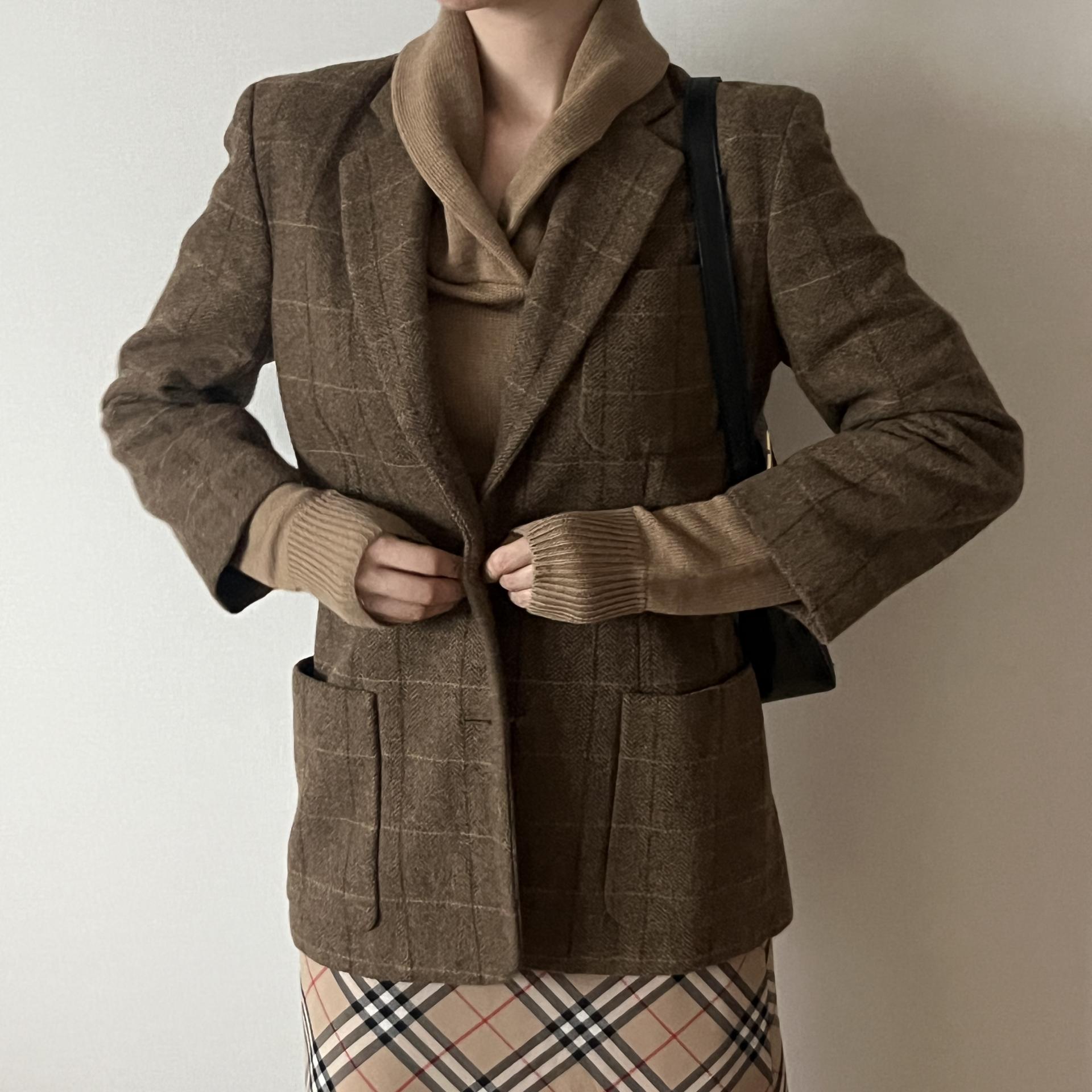 [ WOMAN ] DKNY Classic Check Wool 9부 Jacket