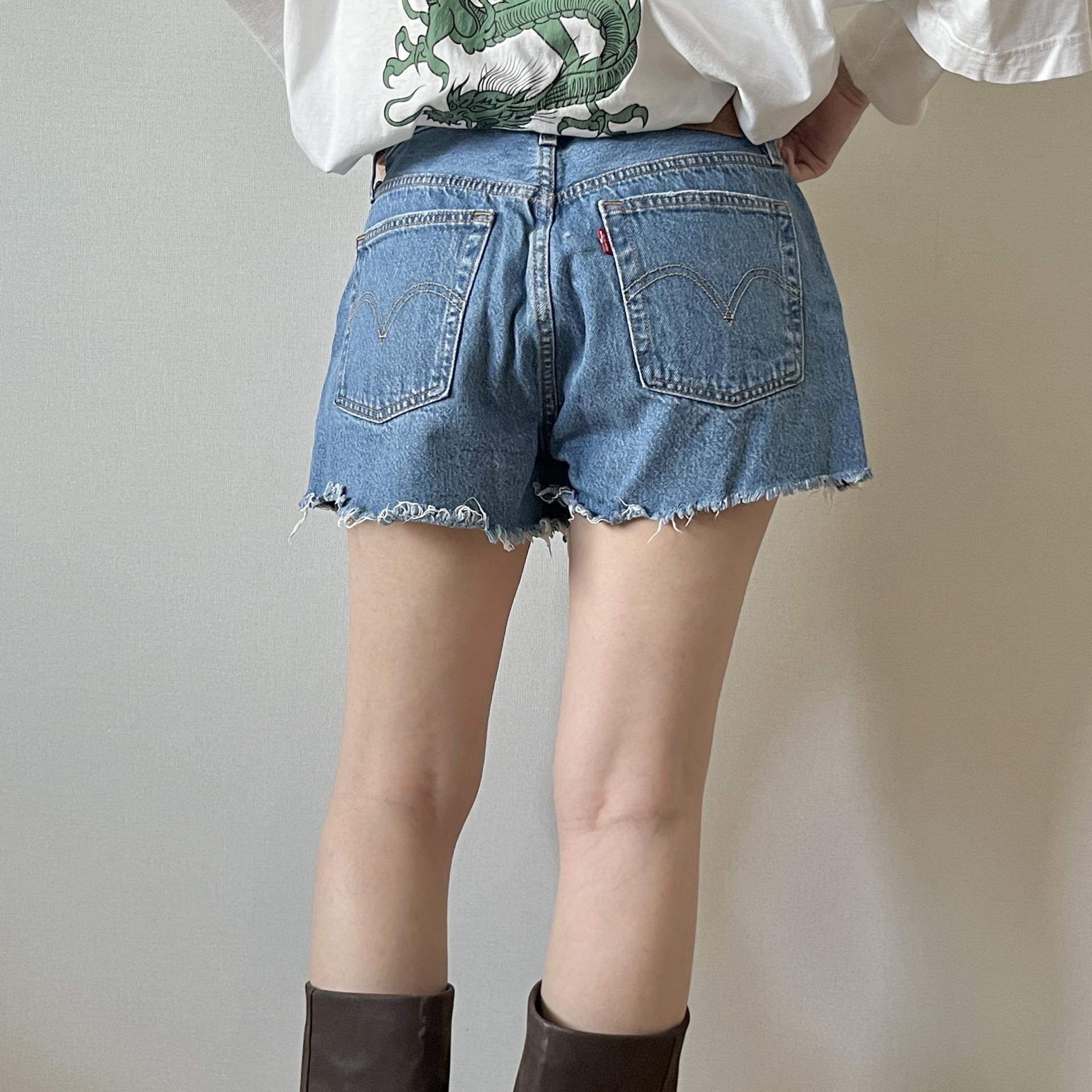[ WOMAN ] LEVI'S 501 " Orange tap " Denim shorts ( Made in U.S.A )