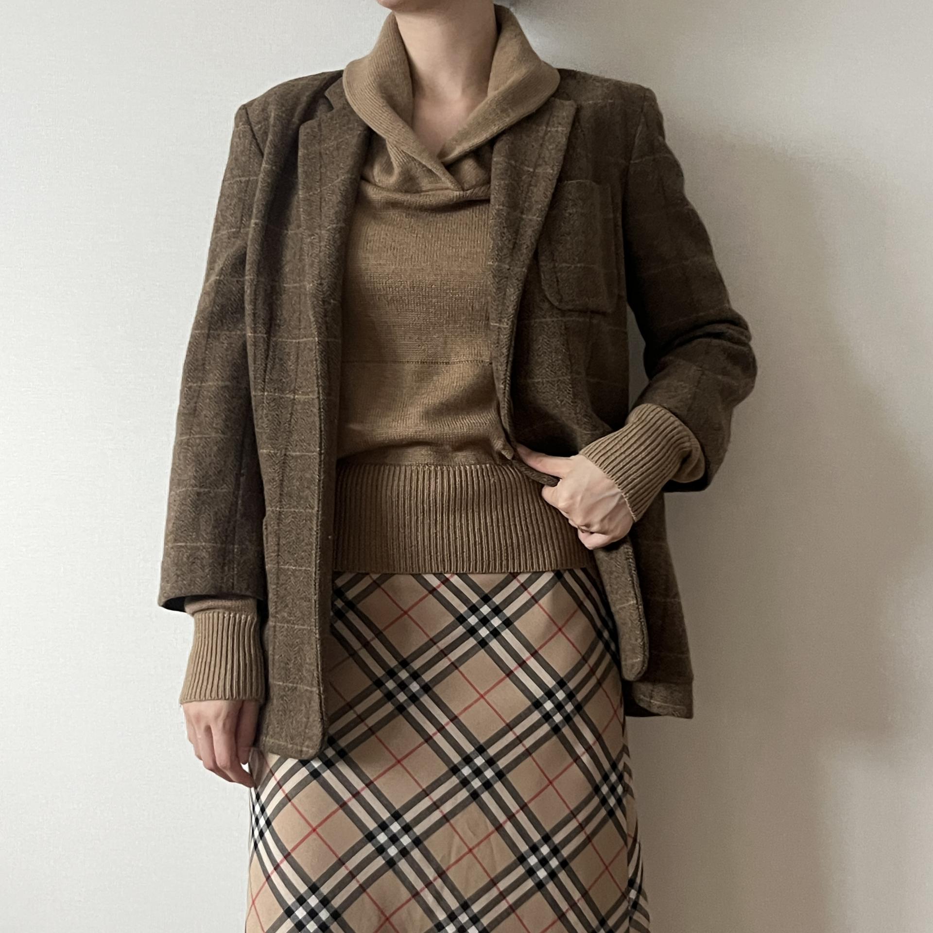 [ WOMAN ] DKNY Classic Check Wool 9부 Jacket