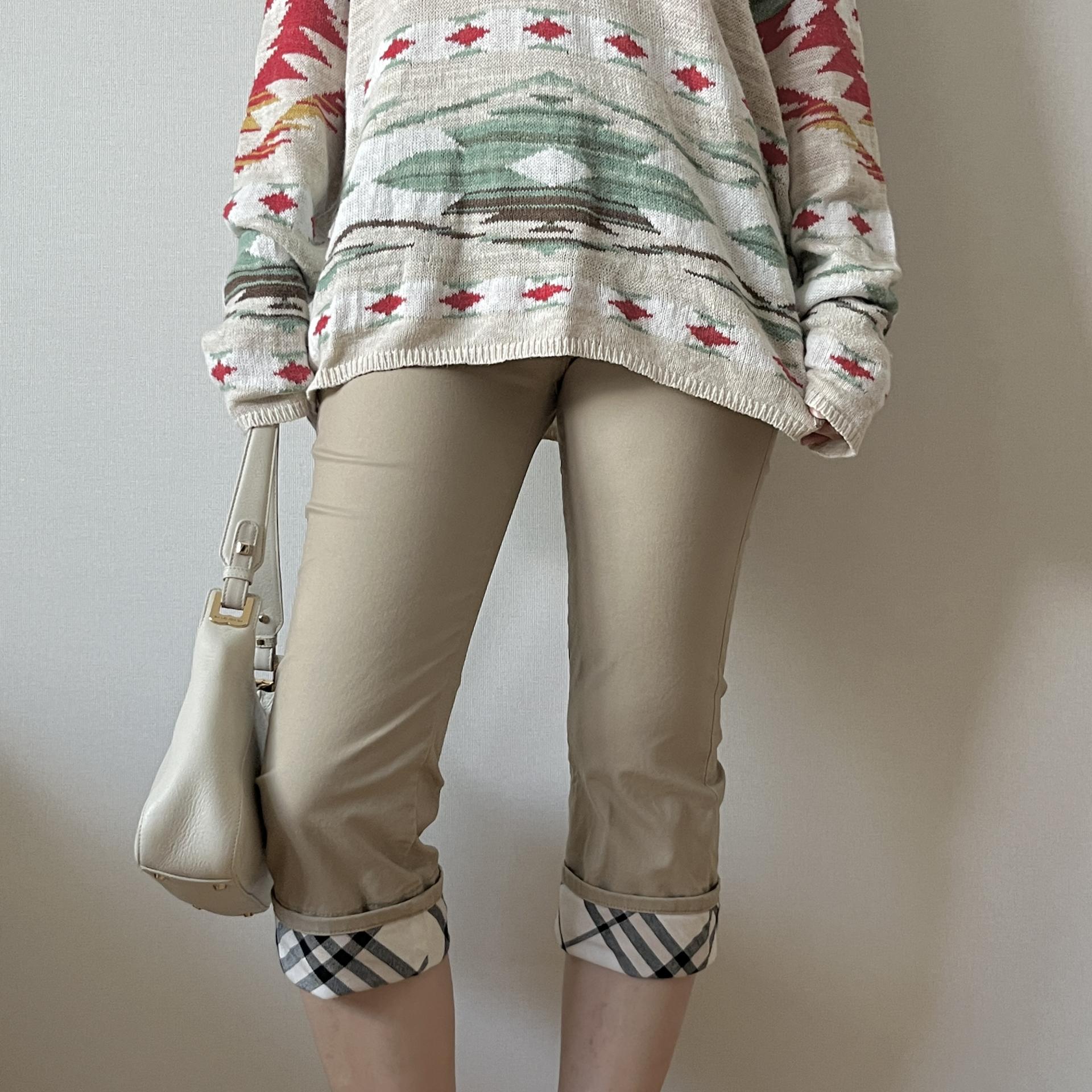 [ WOMAN ] BURBERRY Blue Label Nova Check Rolled-Up Capri Pants