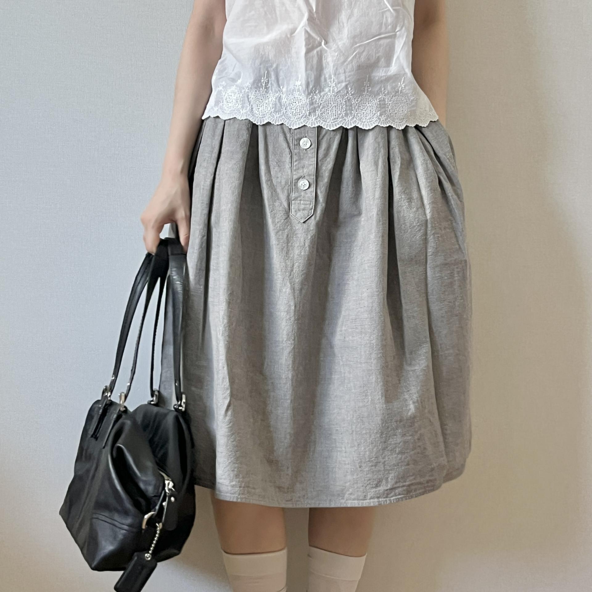 [ WOMAN ] MARGARET HOWELL Button-Down Skirt ( Made in JAPAN)