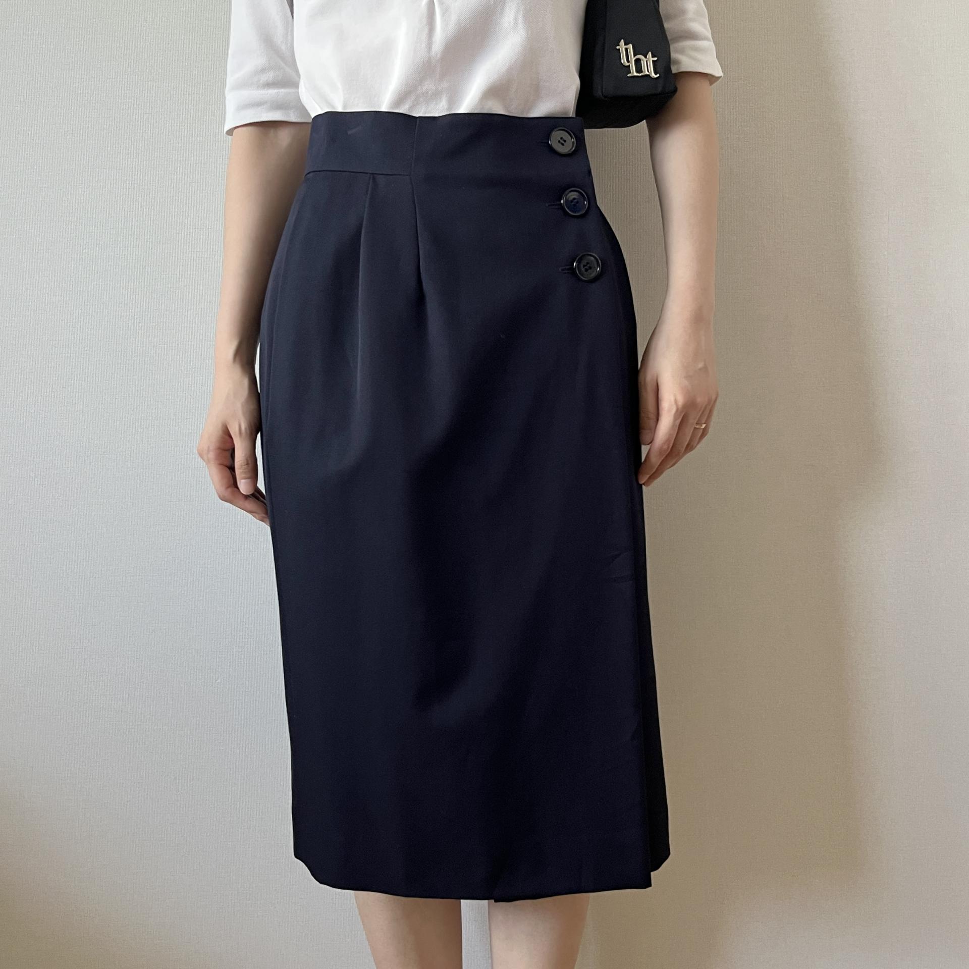 [ WOMAN ] CHRISTIAN DIOR Side Button Skirt