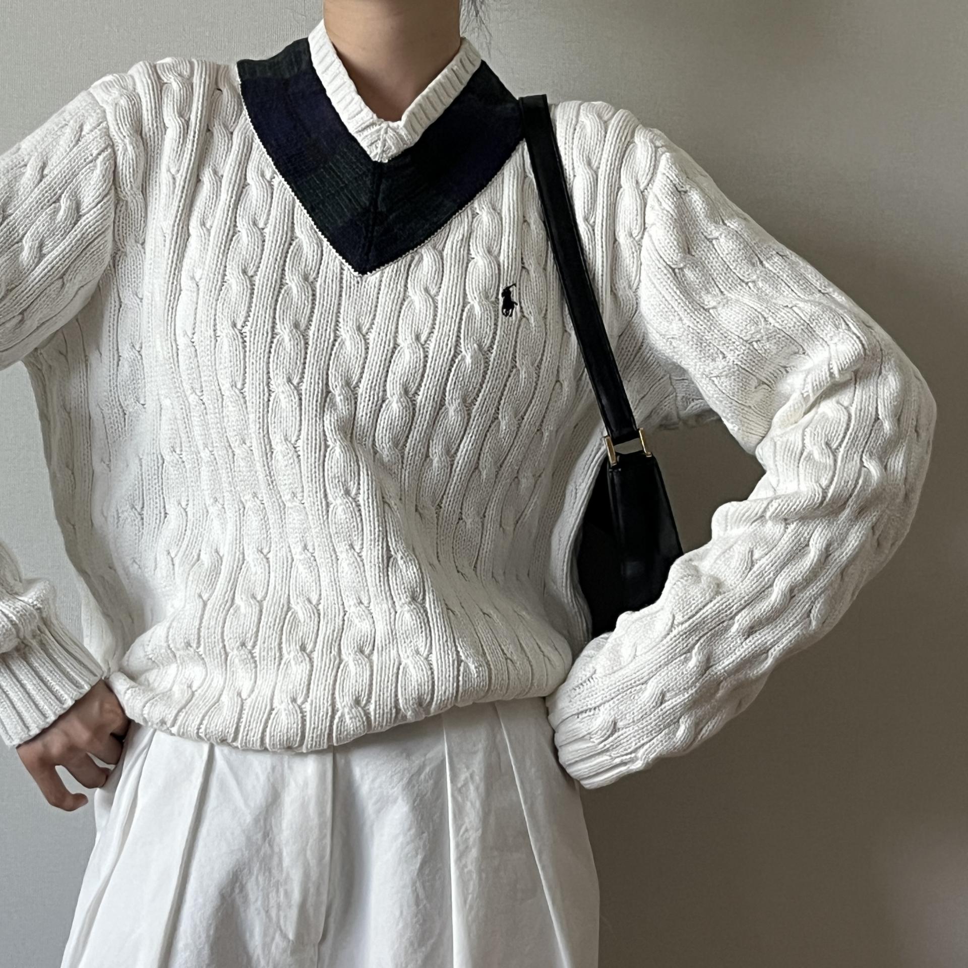 [ WOMAN ] Polo Ralph Lauren V-Neck Cable Knit