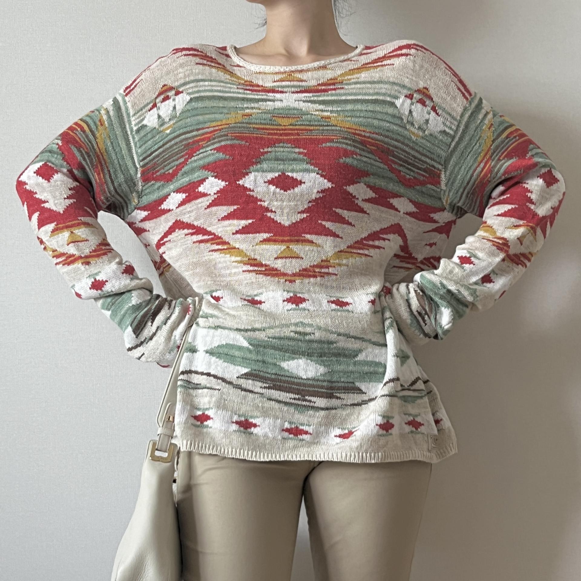 [ WOMAN ] Denim & Supply Ralph Lauren Indian Blanket Pattern Crewneck Knit