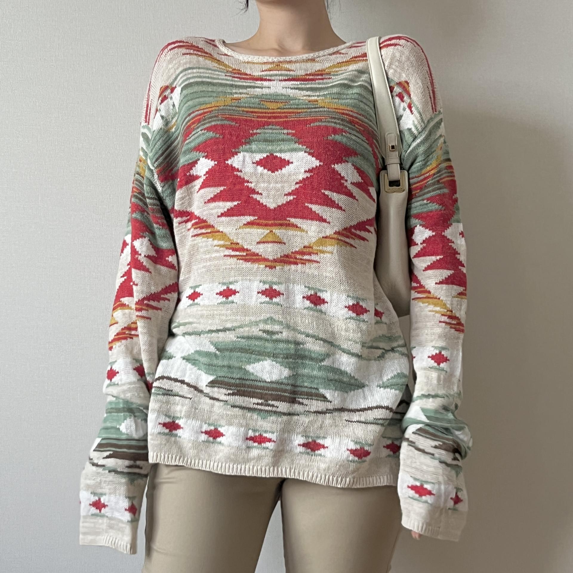 [ WOMAN ] Denim & Supply Ralph Lauren Indian Blanket Pattern Crewneck Knit