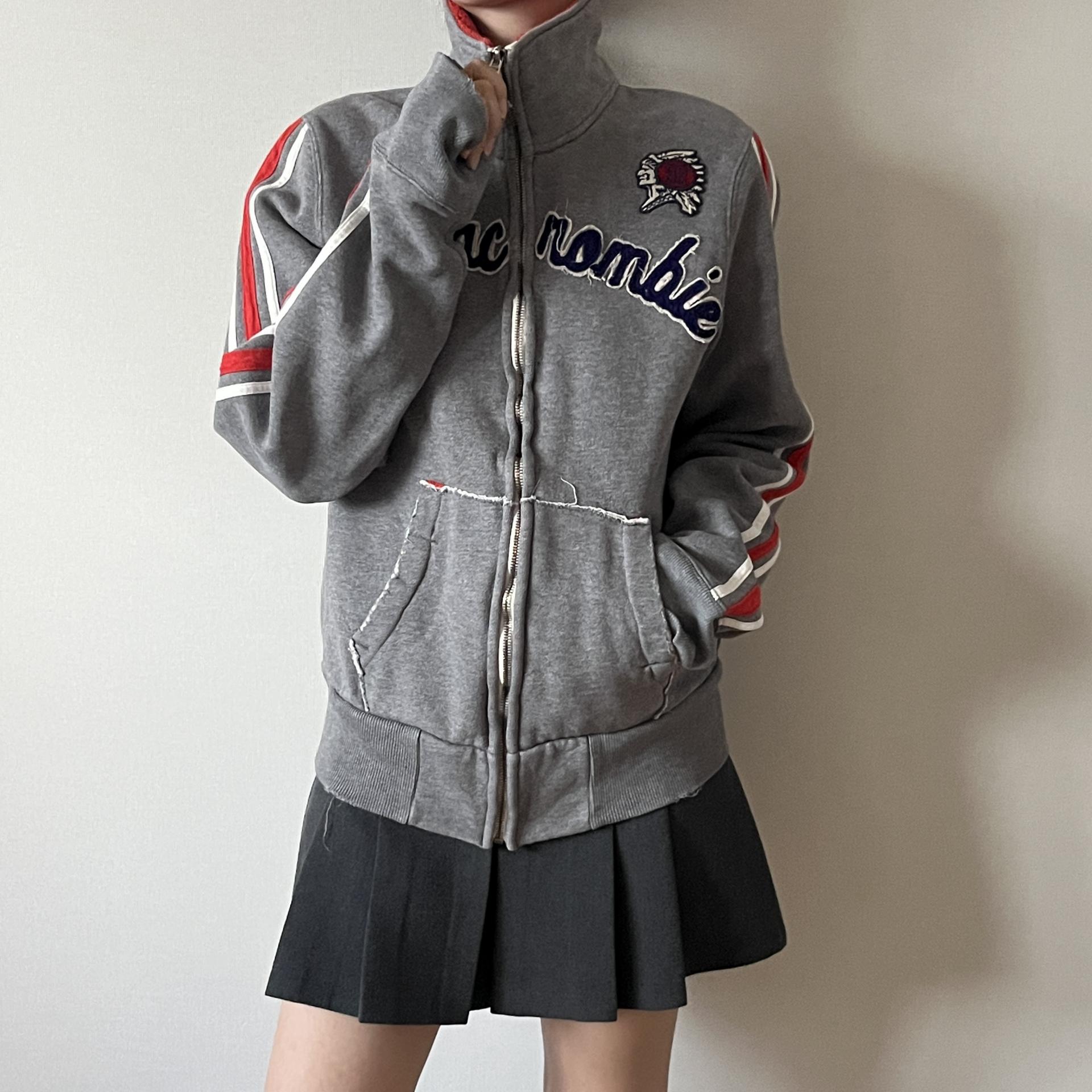 Abercrombie & Fitch Embroidered High-Neck Track Zip-Up Sweatshirt