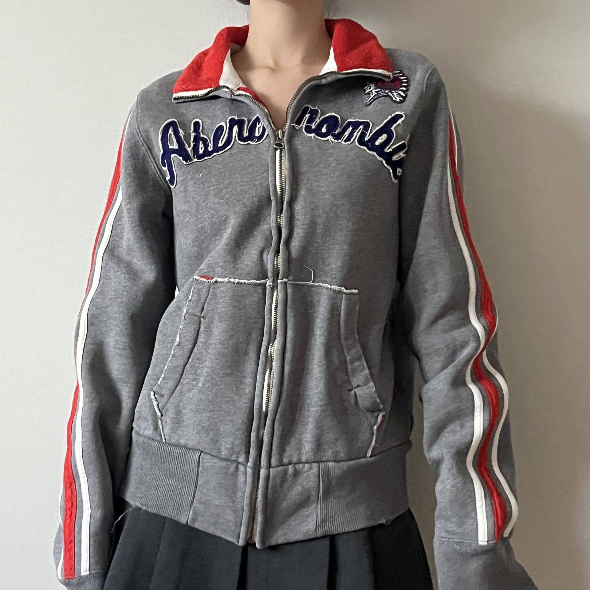 Abercrombie & Fitch Embroidered High-Neck Track Zip-Up Sweatshirt