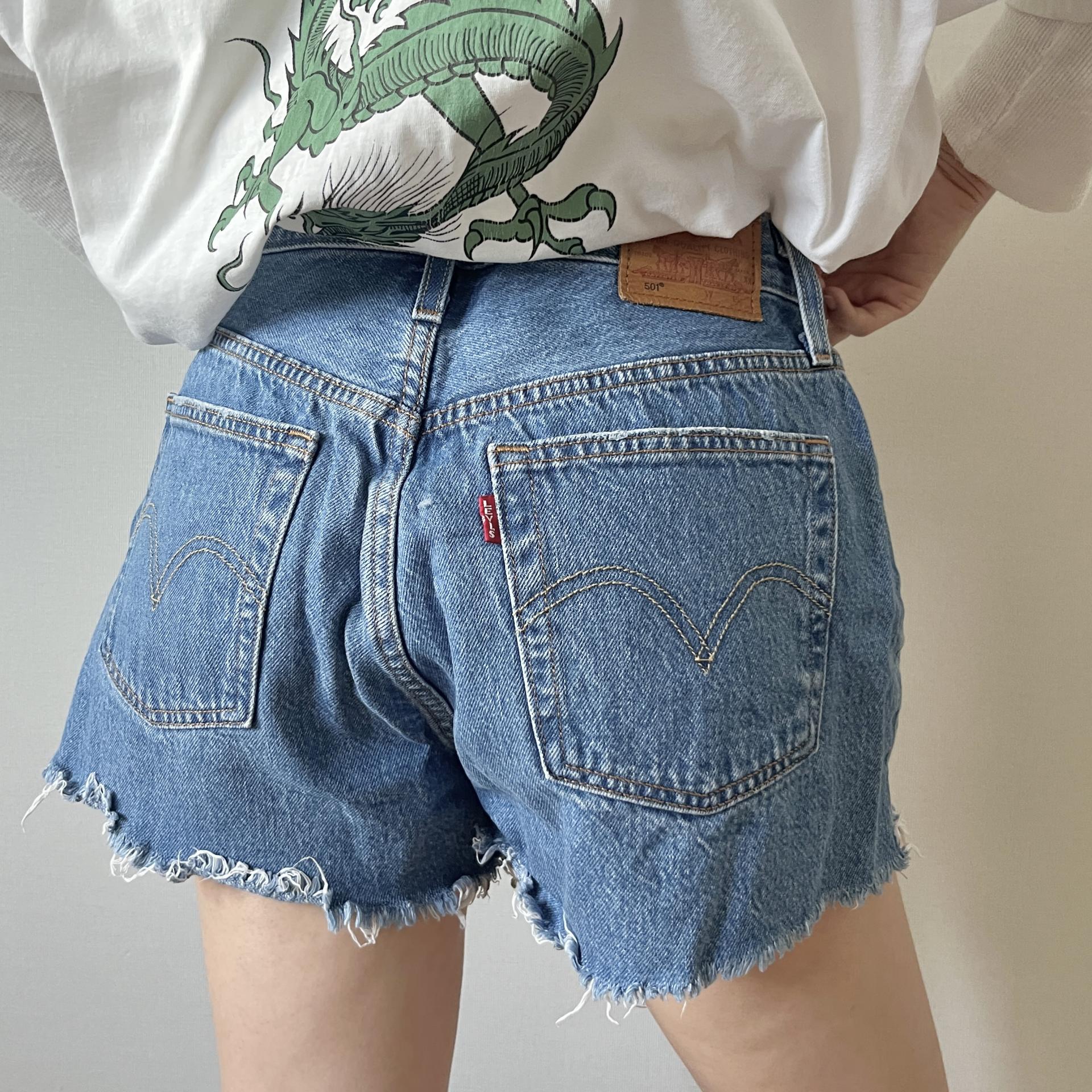 [ WOMAN ] LEVI'S 501 " Orange tap " Denim shorts ( Made in U.S.A )