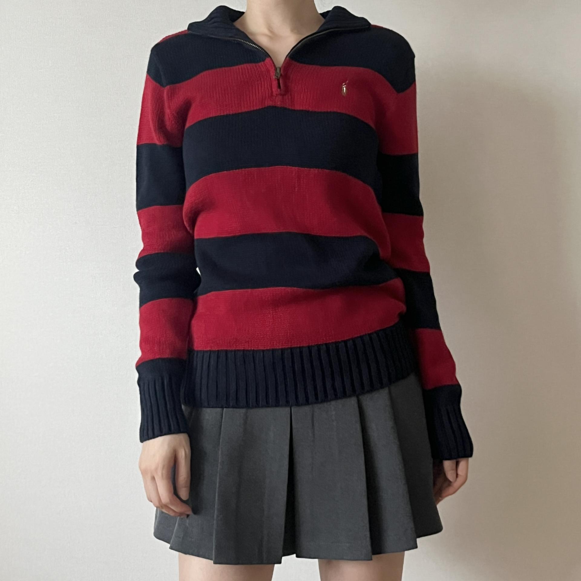 Polo Ralph Lauren Bold Stripe Half-Zip Knit Sweater