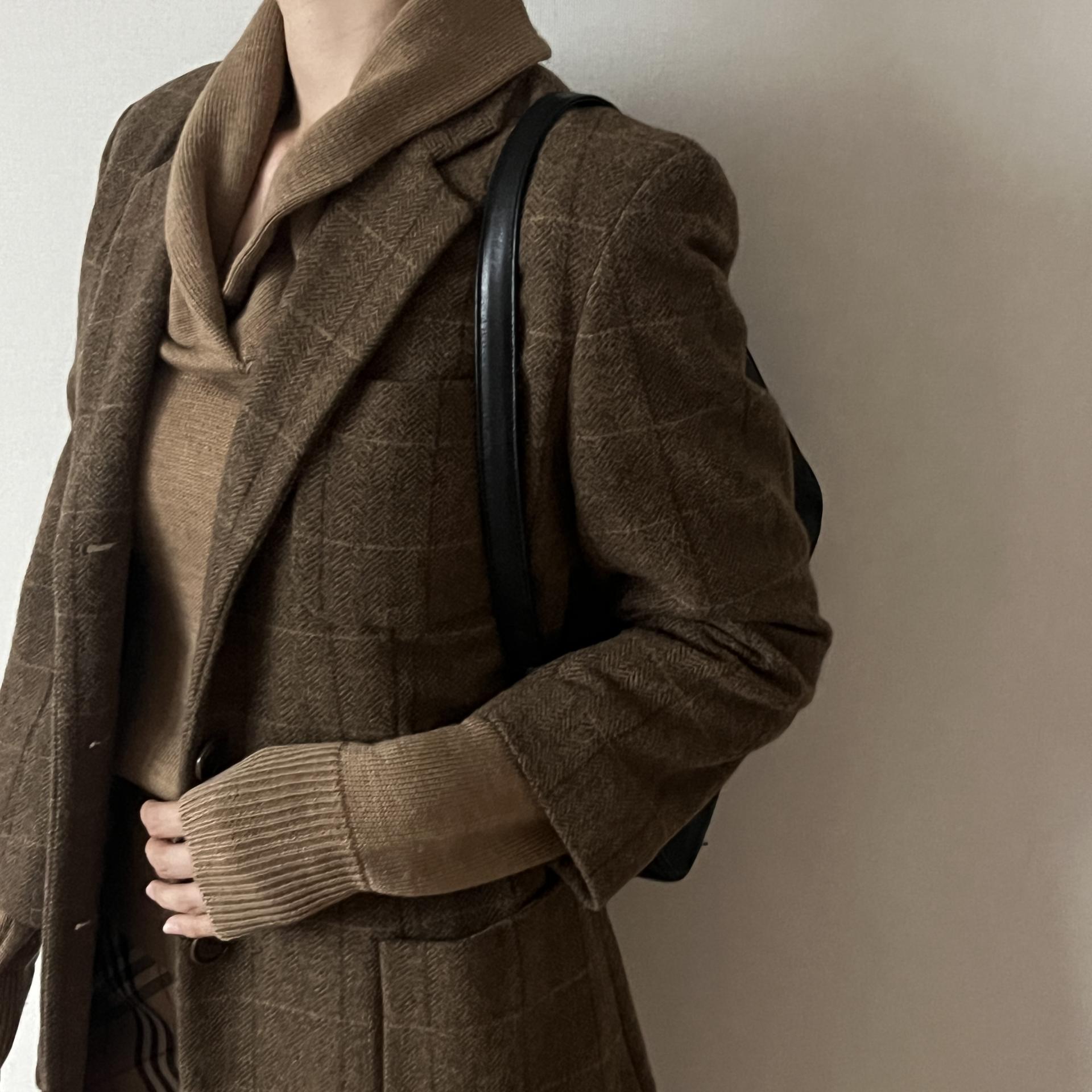 [ WOMAN ] DKNY Classic Check Wool 9부 Jacket
