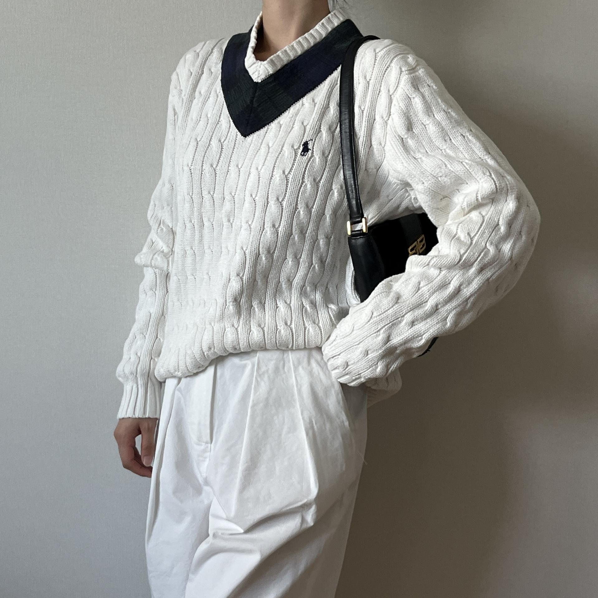 [ WOMAN ] Polo Ralph Lauren V-Neck Cable Knit
