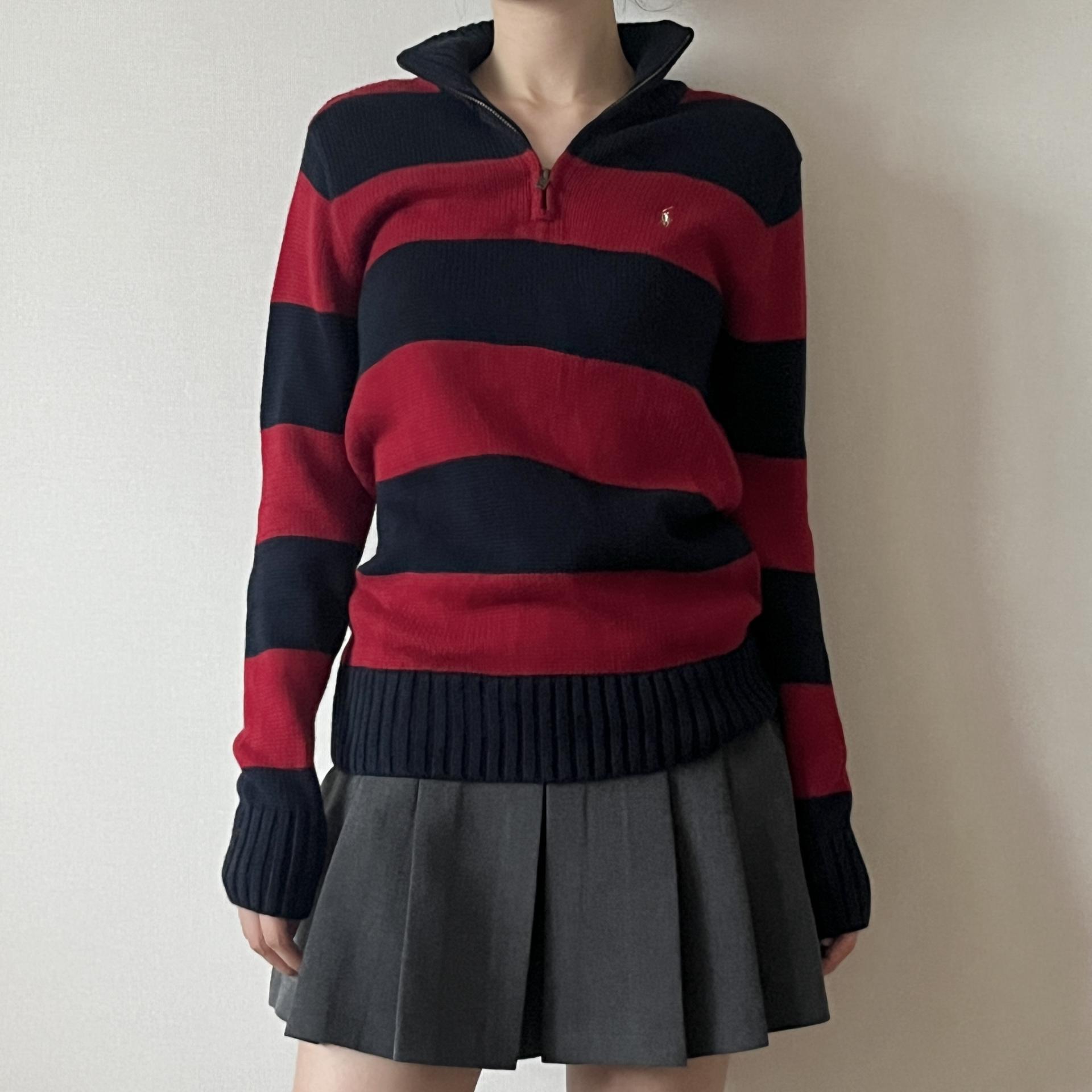 Polo Ralph Lauren Bold Stripe Half-Zip Knit Sweater