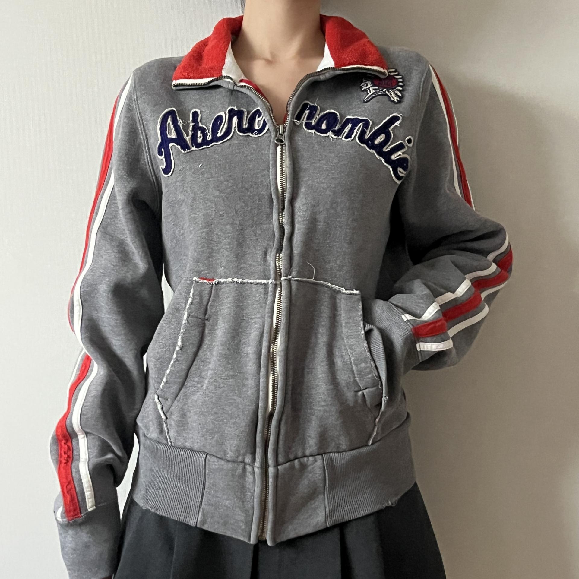 Abercrombie & Fitch Embroidered High-Neck Track Zip-Up Sweatshirt