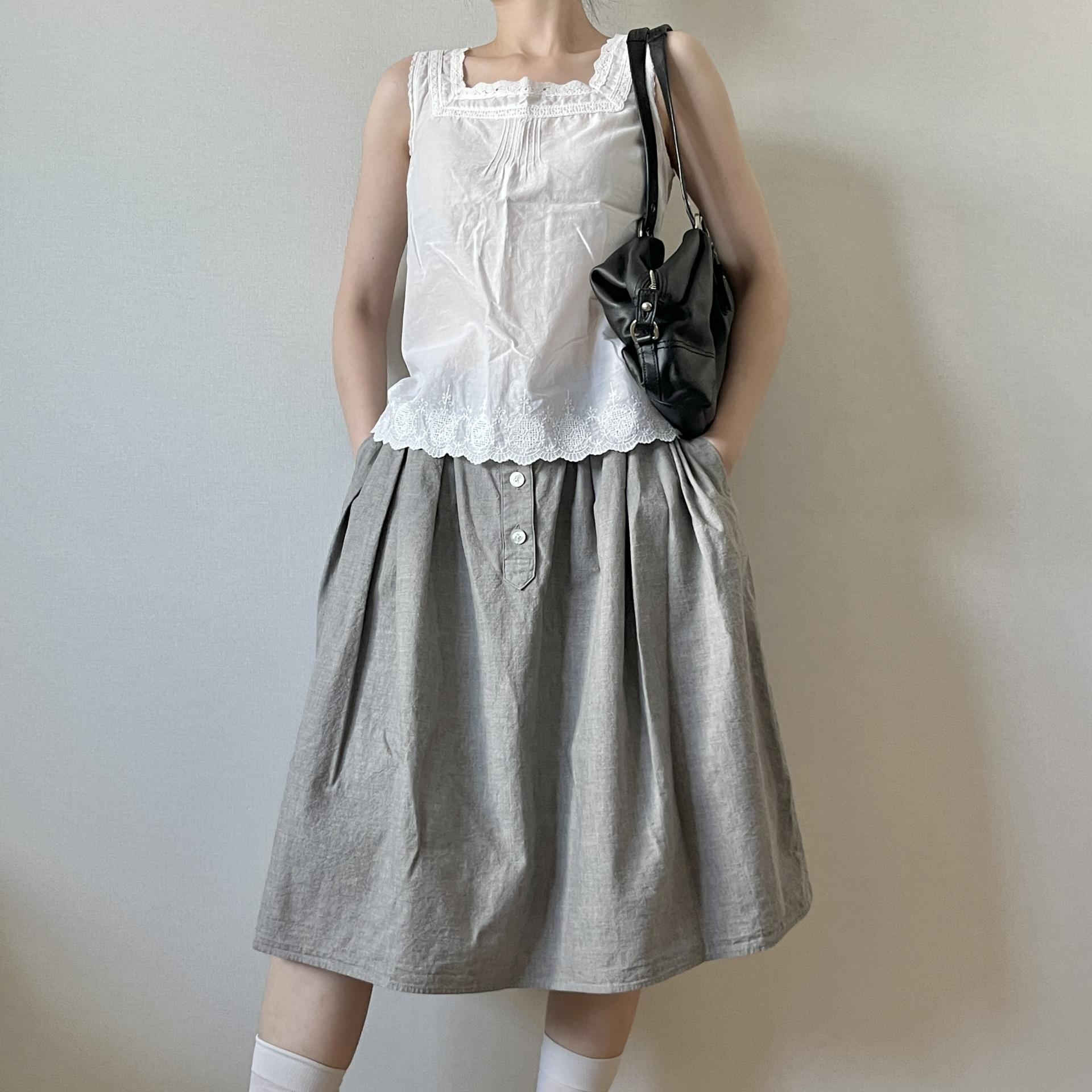 [ WOMAN ] MARGARET HOWELL Button-Down Skirt ( Made in JAPAN)