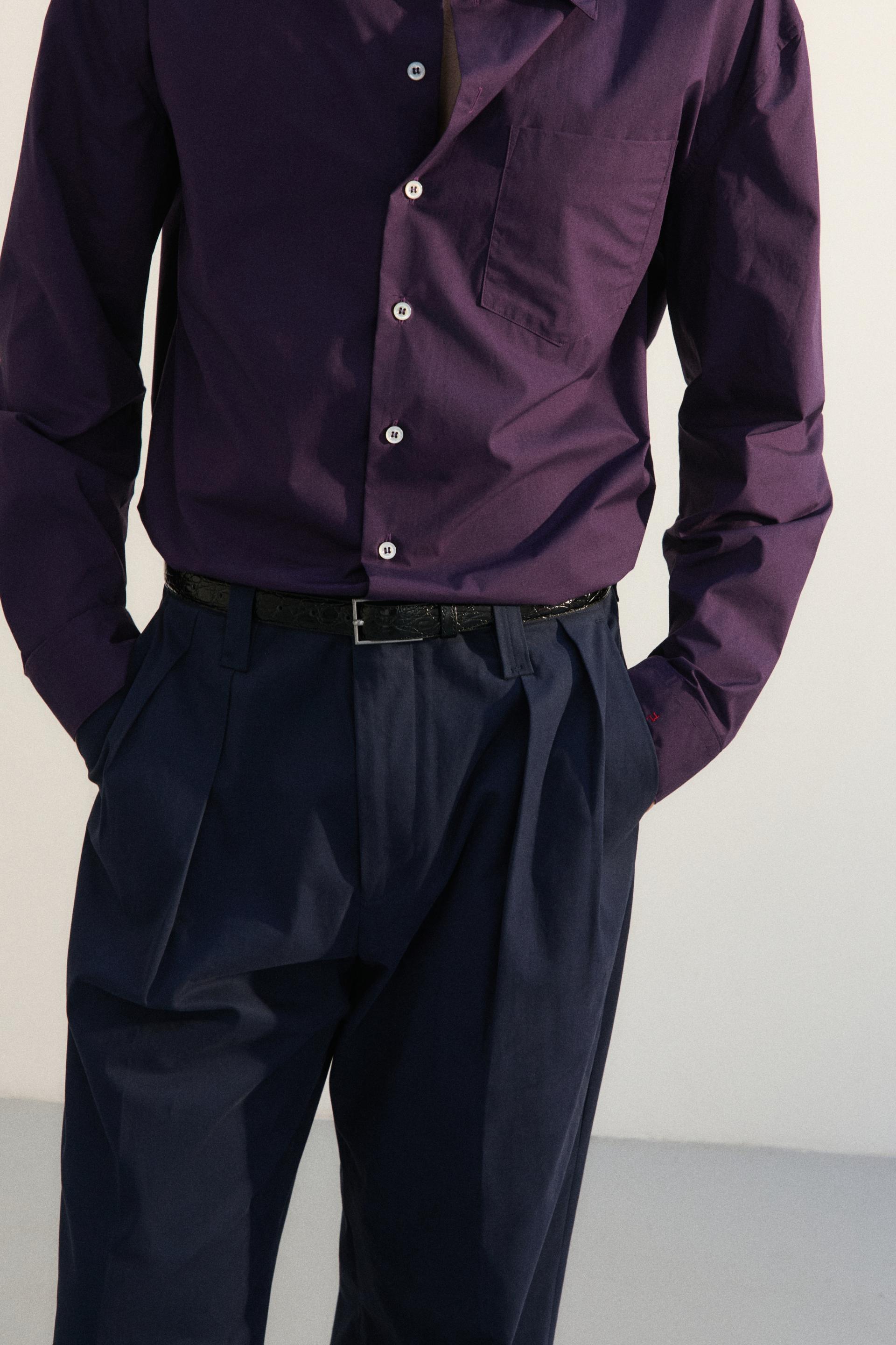 SOLID COTTON POLPLIN BOY SHIRT MULBERRY